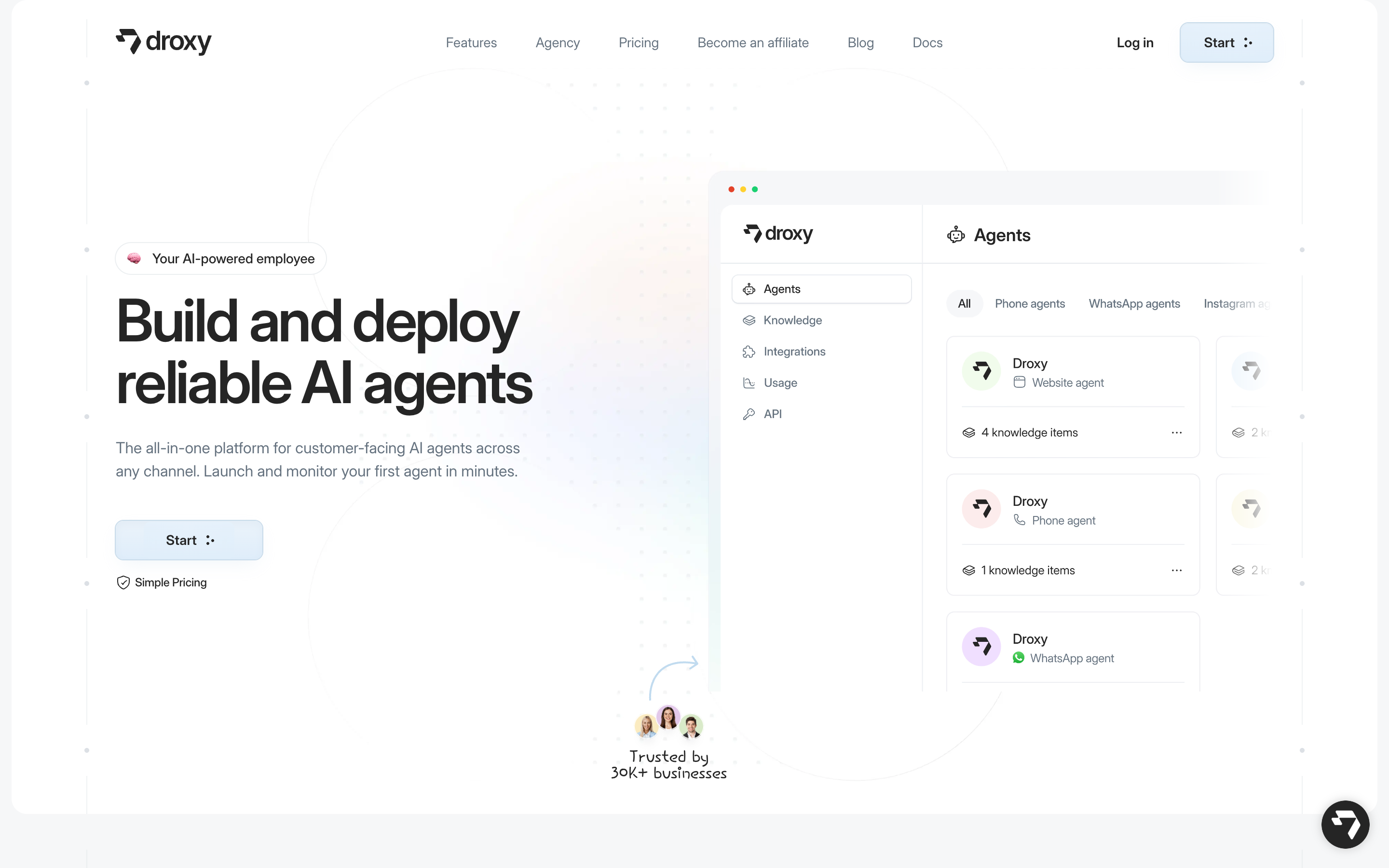 Droxy website screenshot