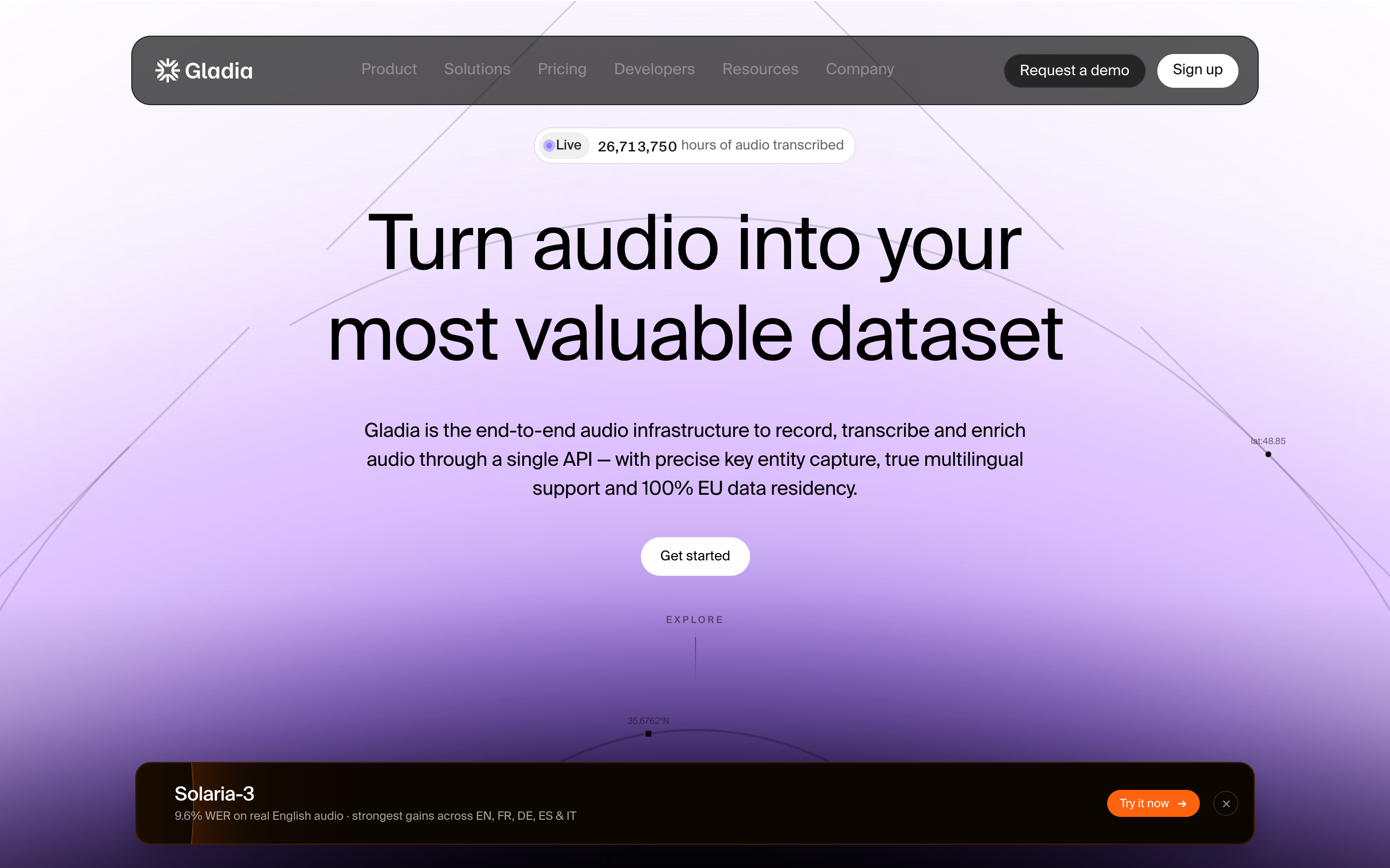 Gladia website screenshot