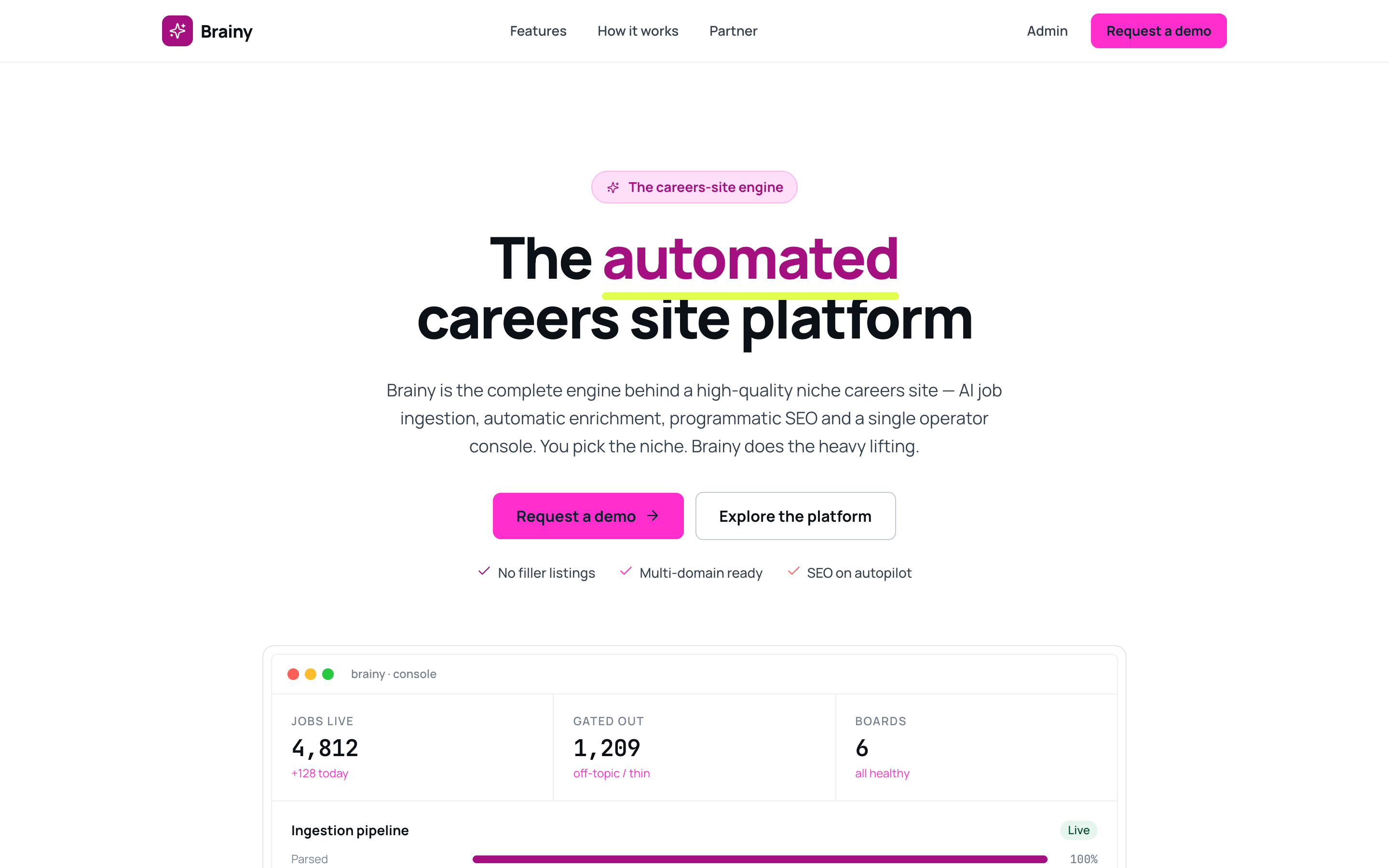 Brainy website screenshot