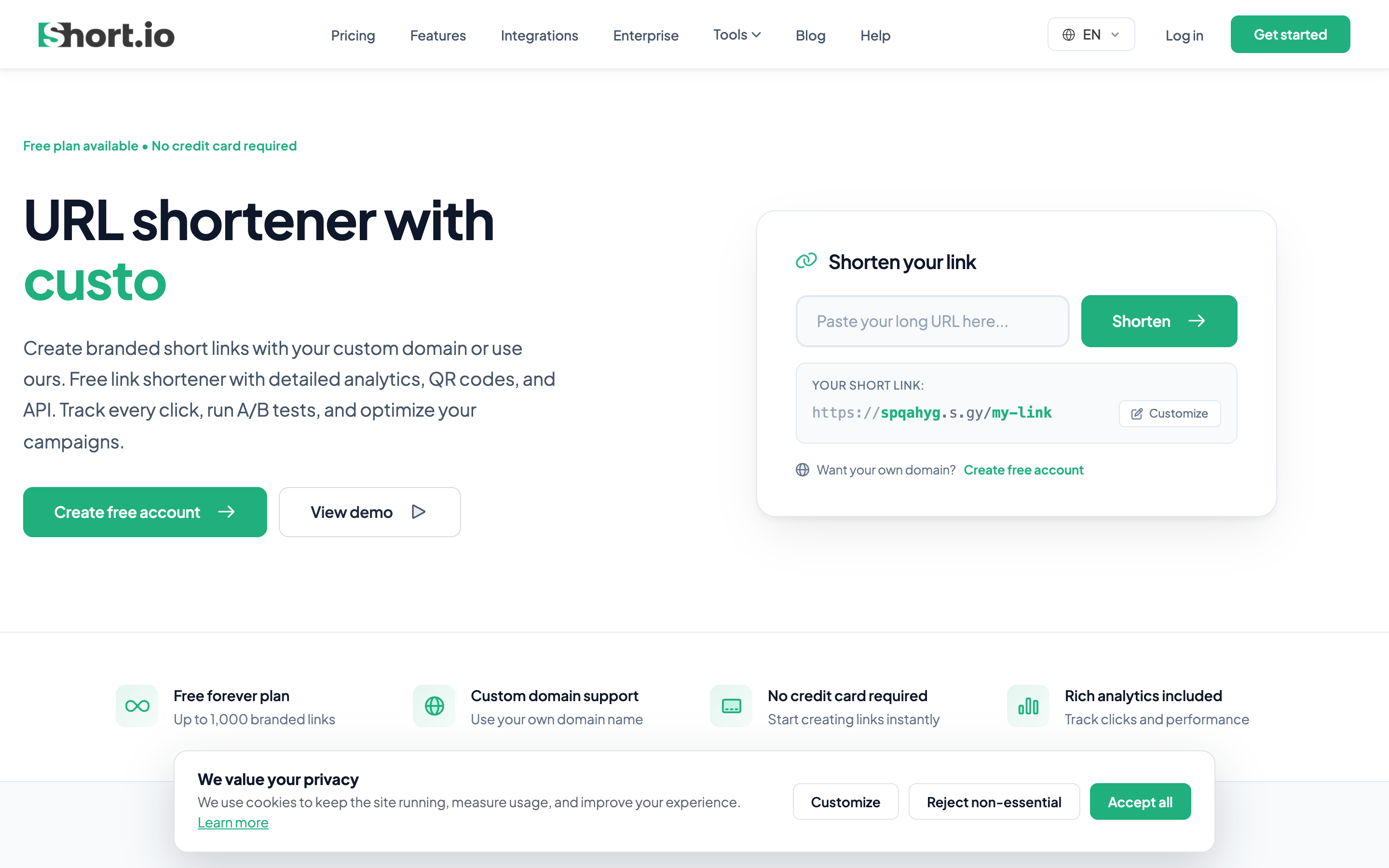 Short website screenshot