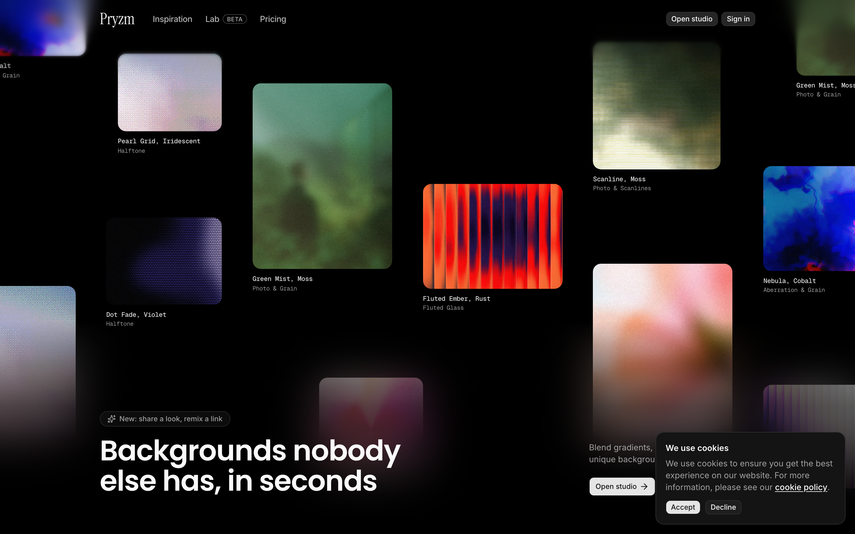 Pryzm website screenshot