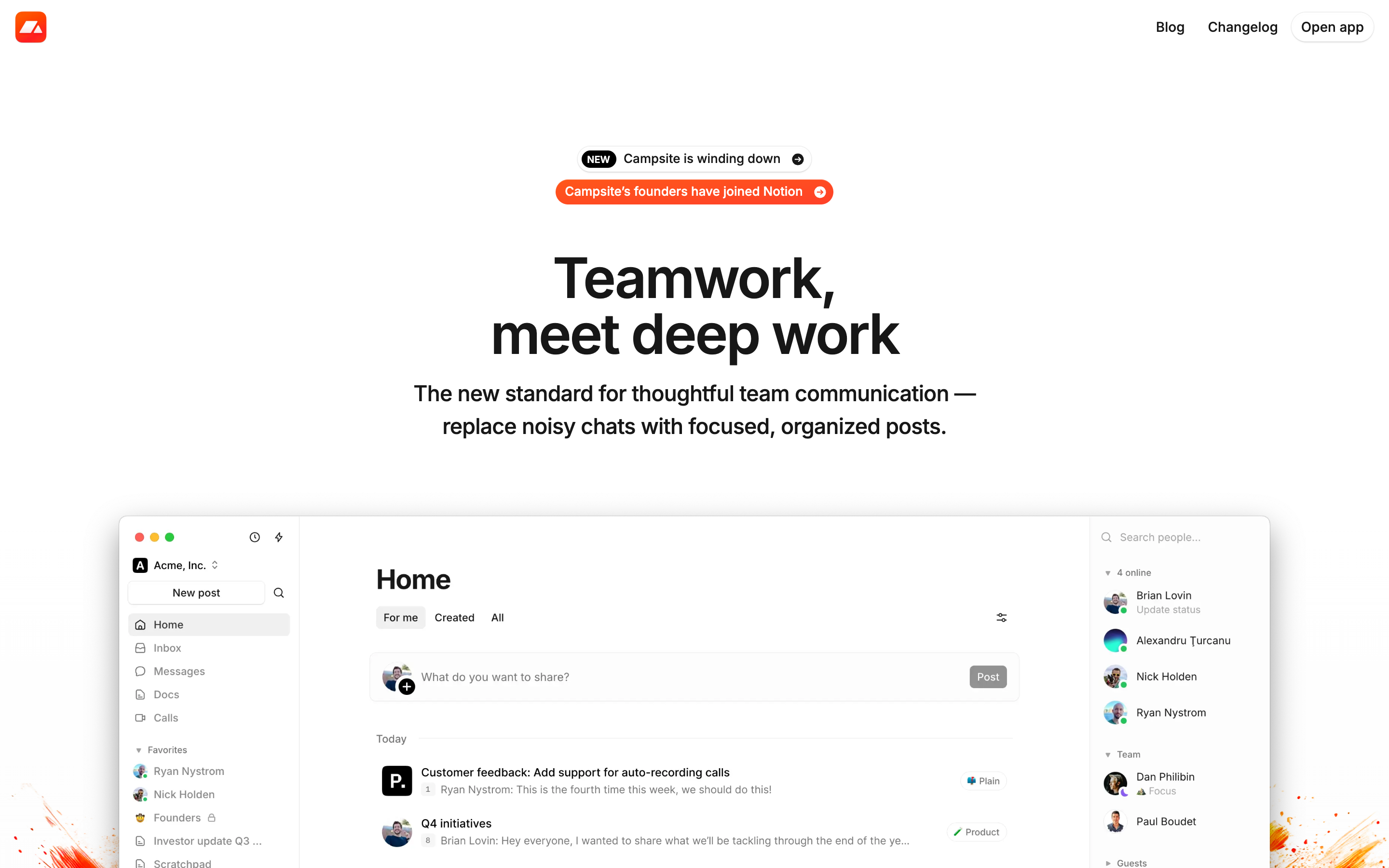 Campsite (COM) website screenshot