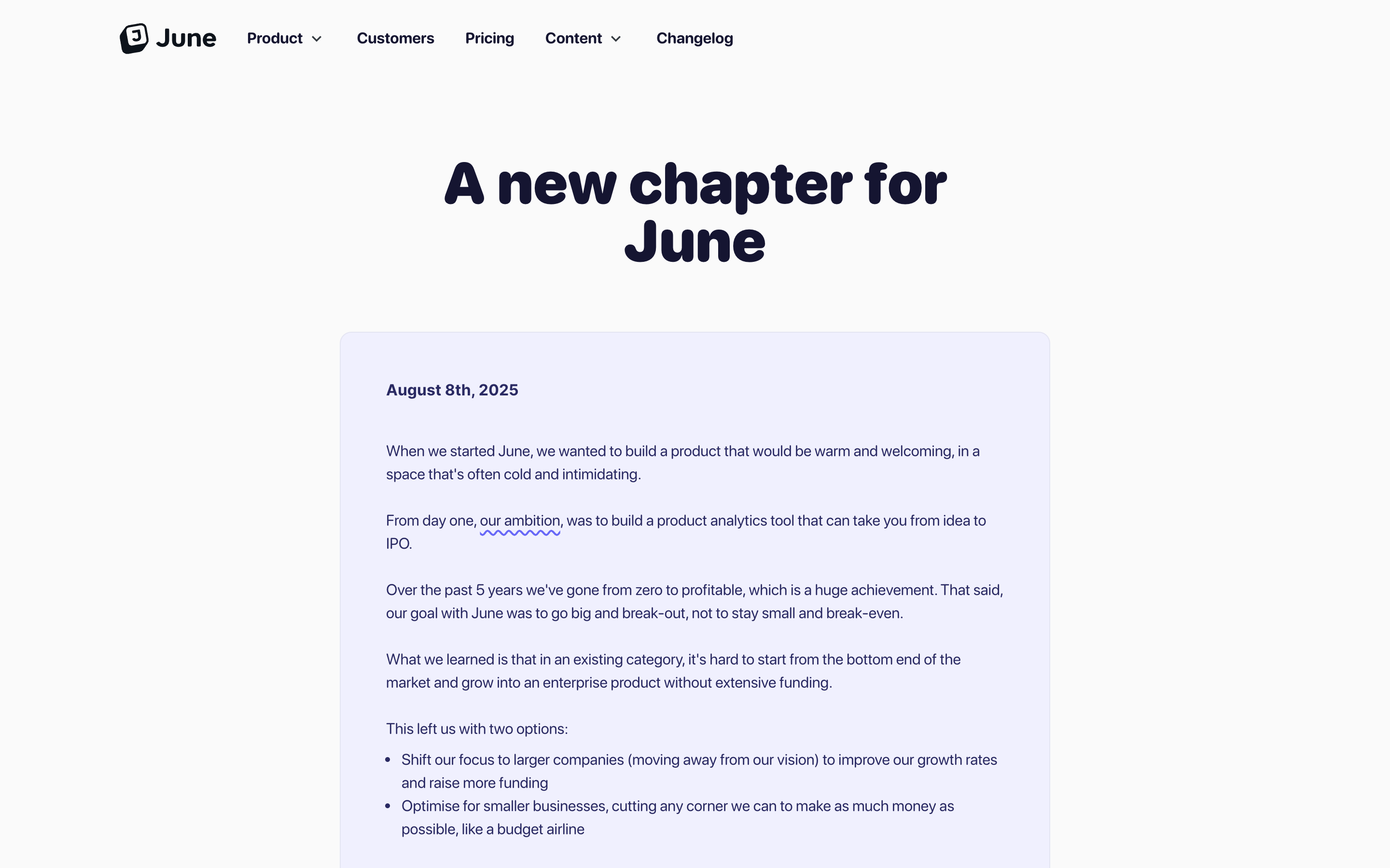 June website screenshot