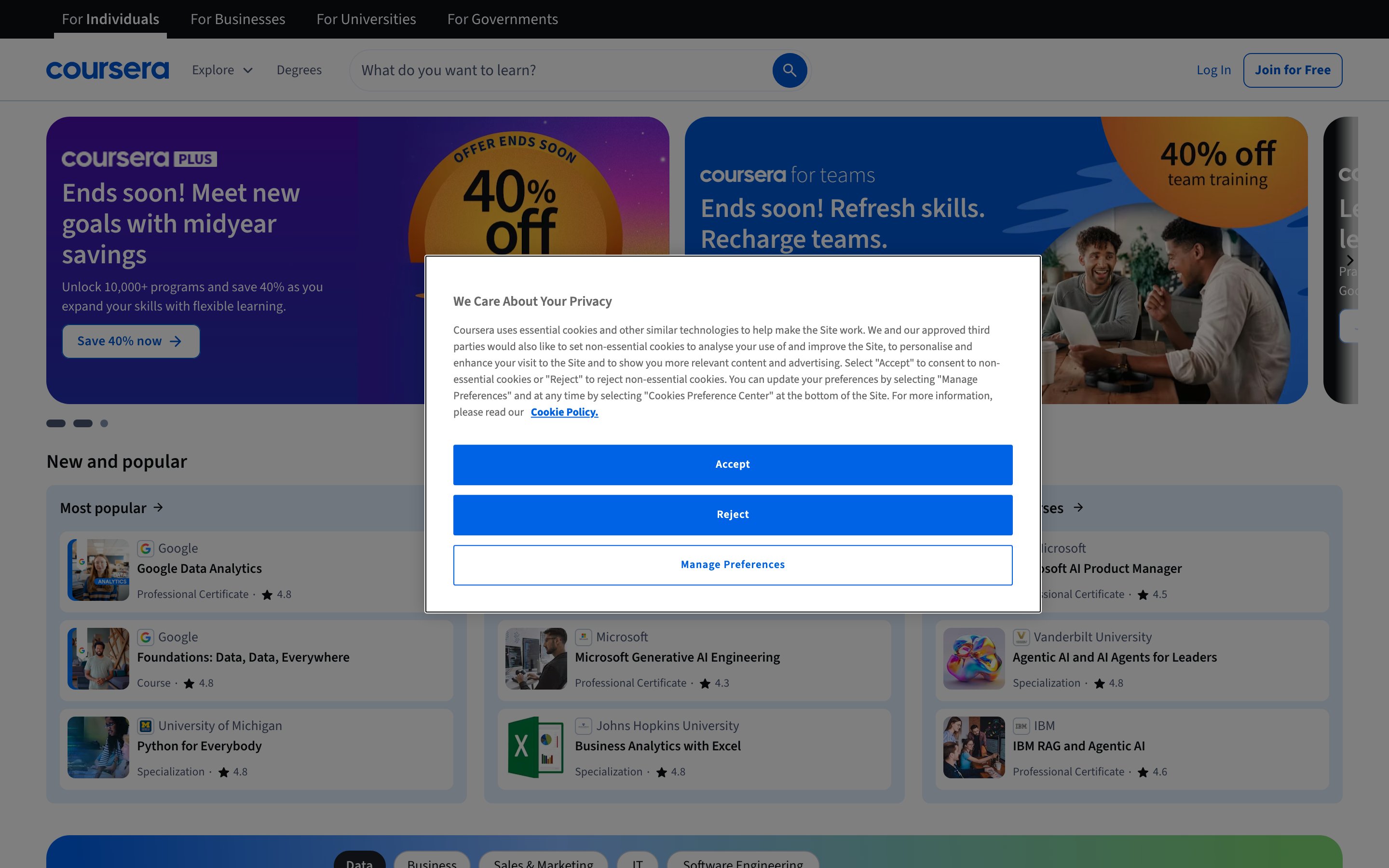 Coursera website screenshot