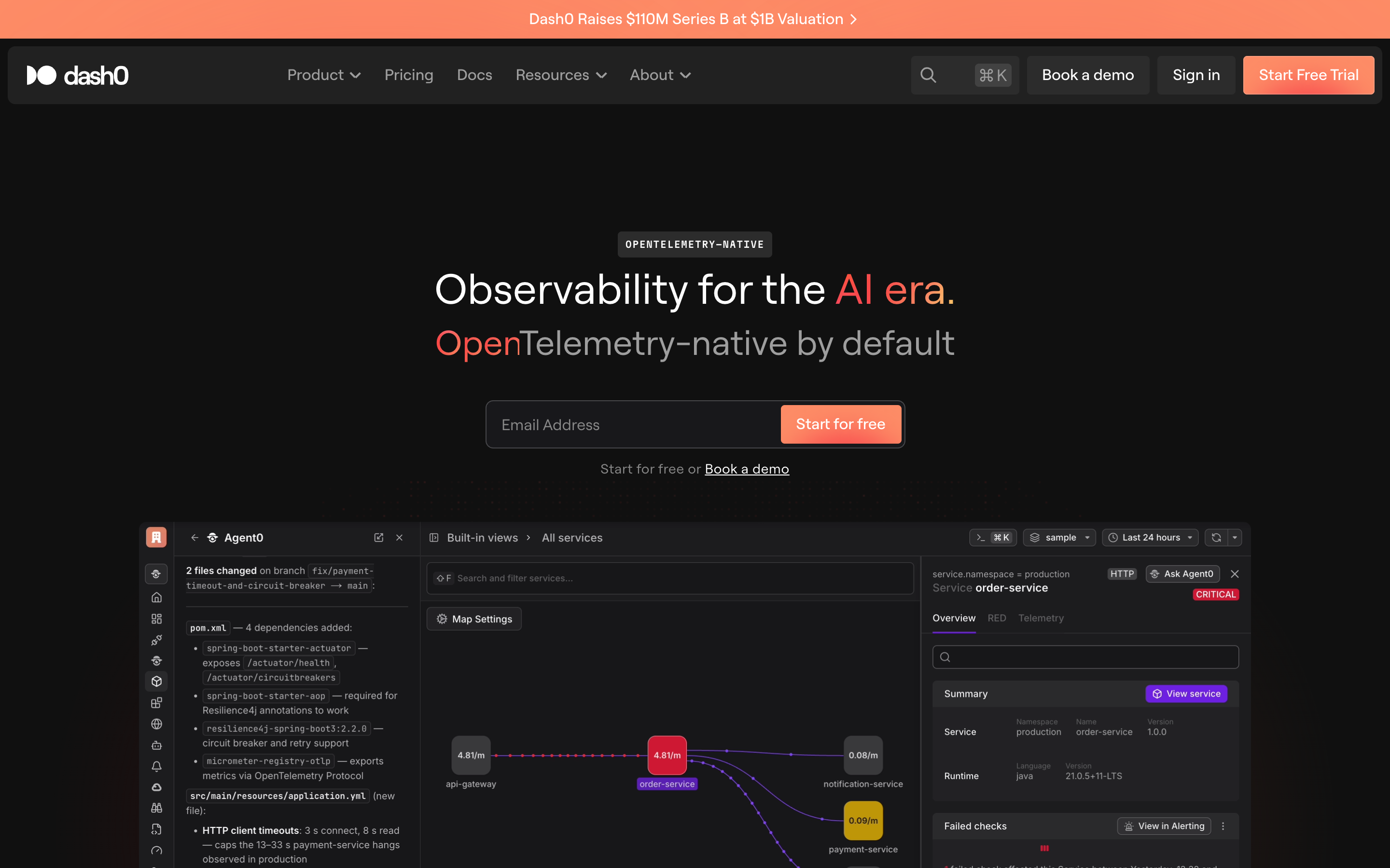 Dash0 website screenshot