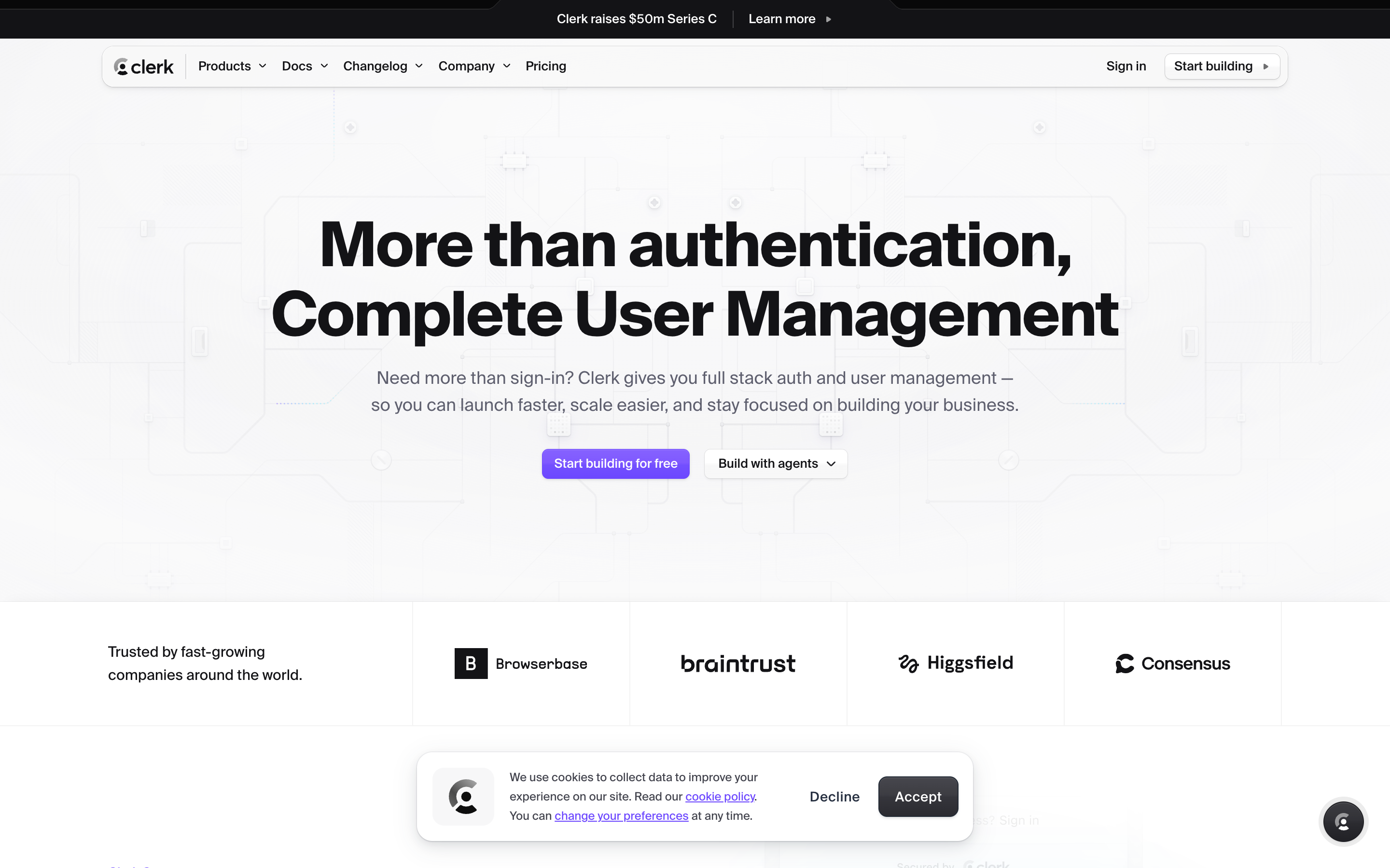 Clerk website screenshot