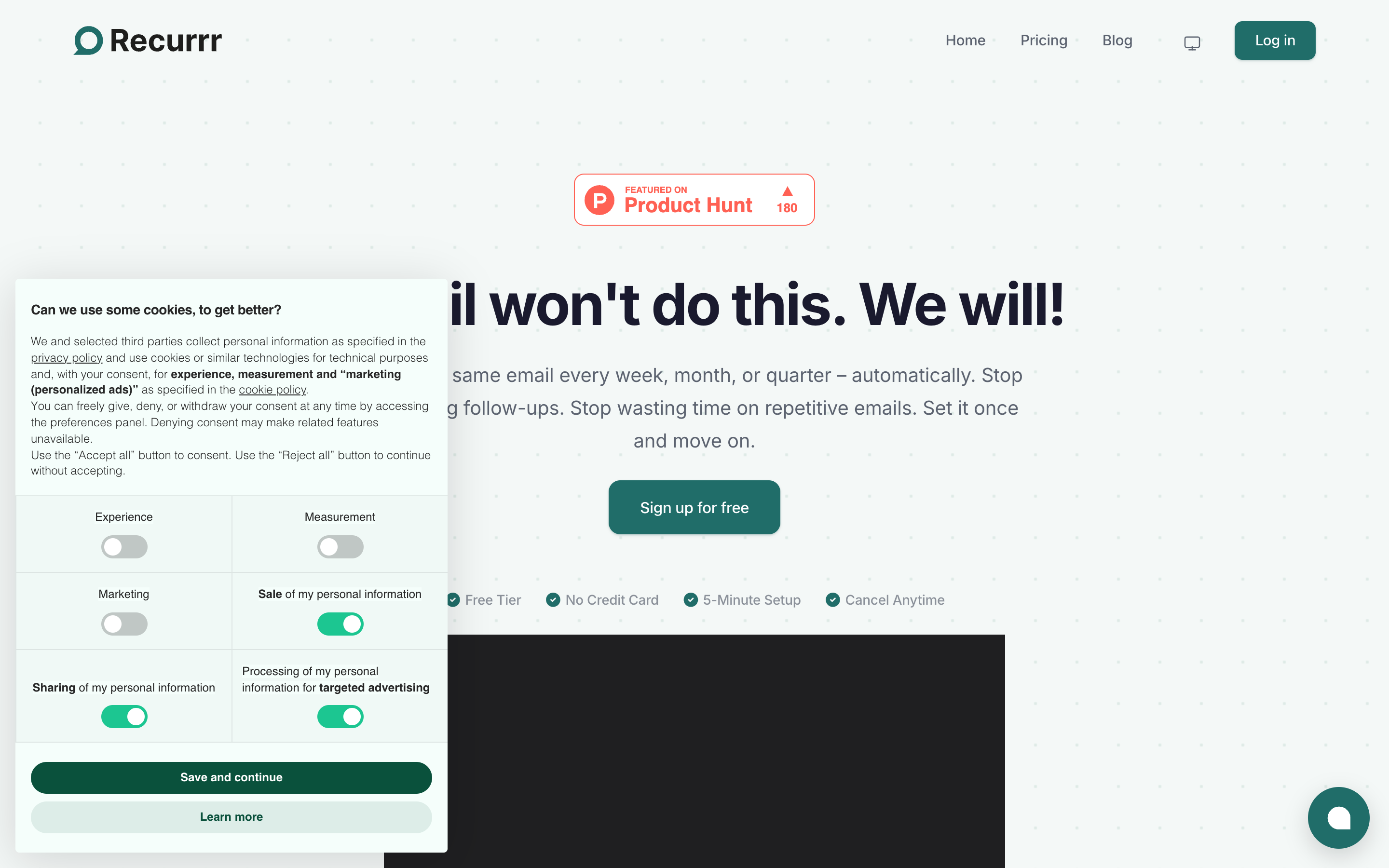 Recurrr website screenshot