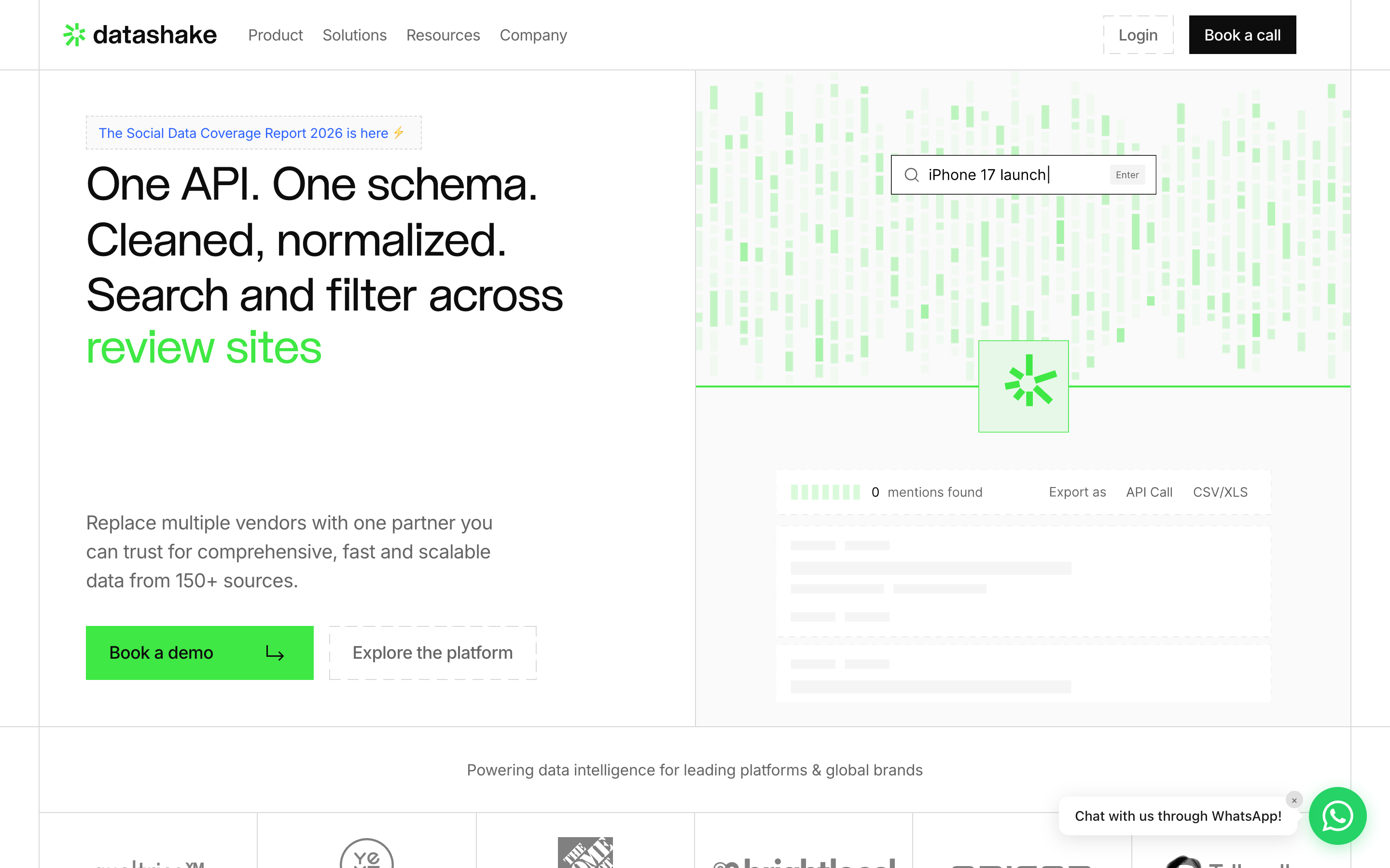 Datashake website screenshot