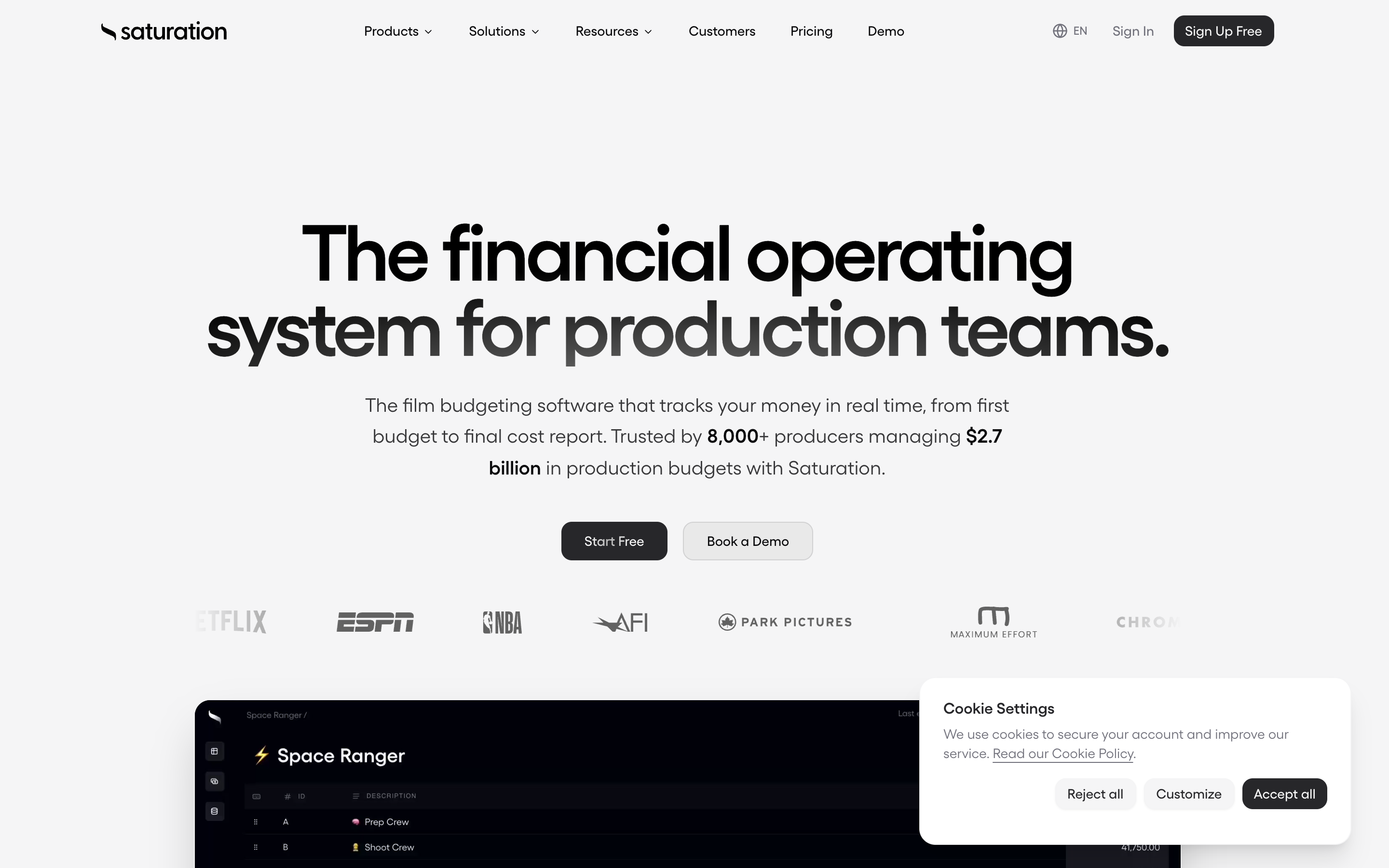Saturation website screenshot