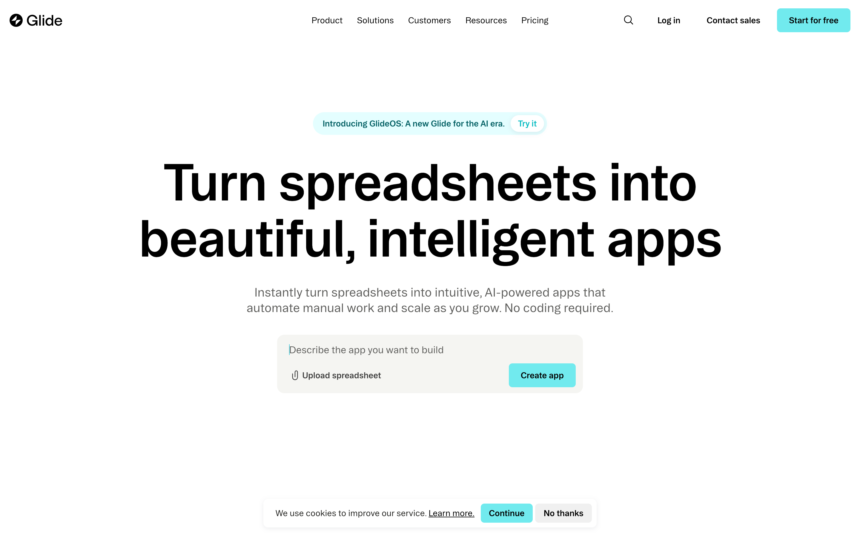 Glideapps website screenshot