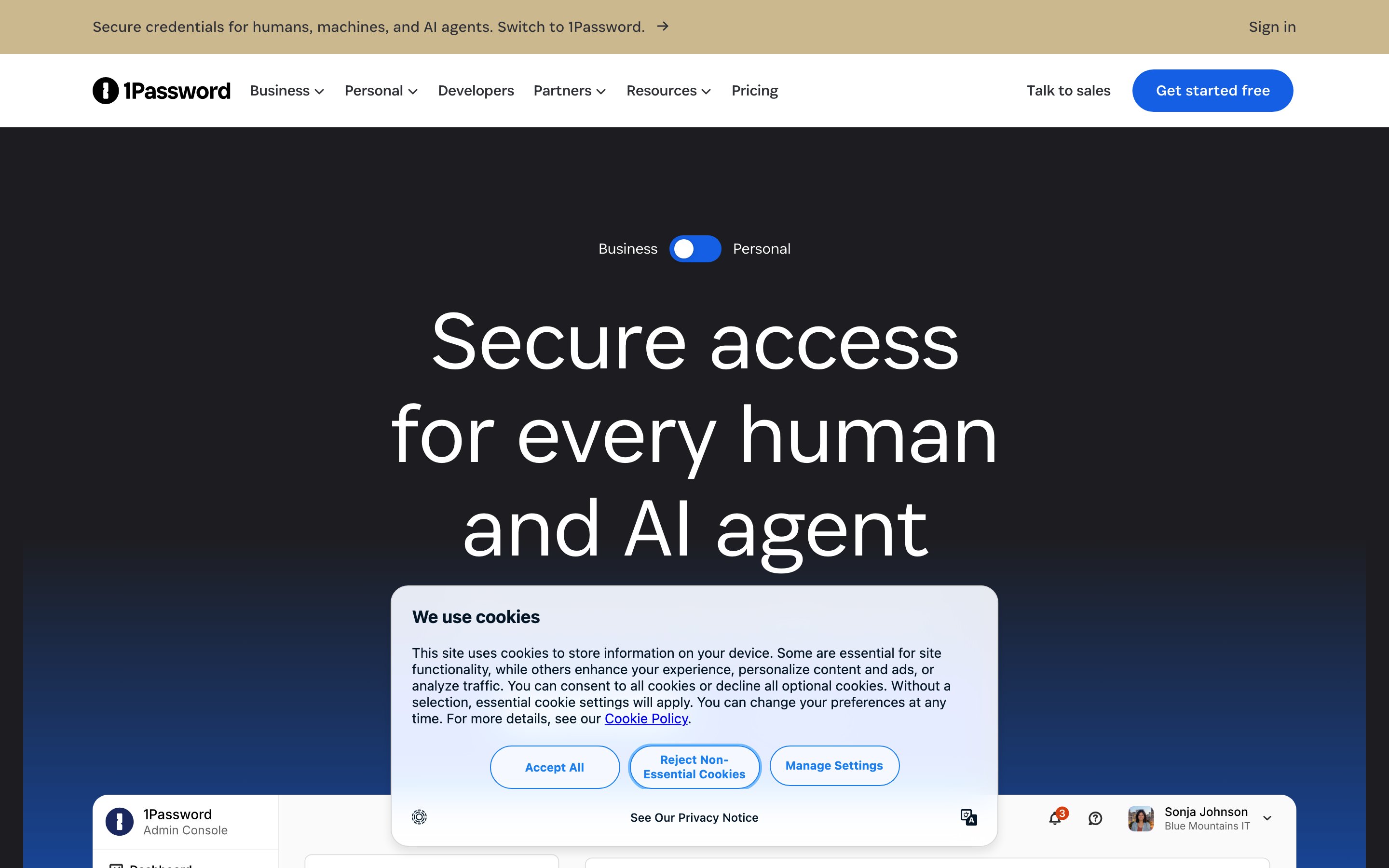 1Password website screenshot