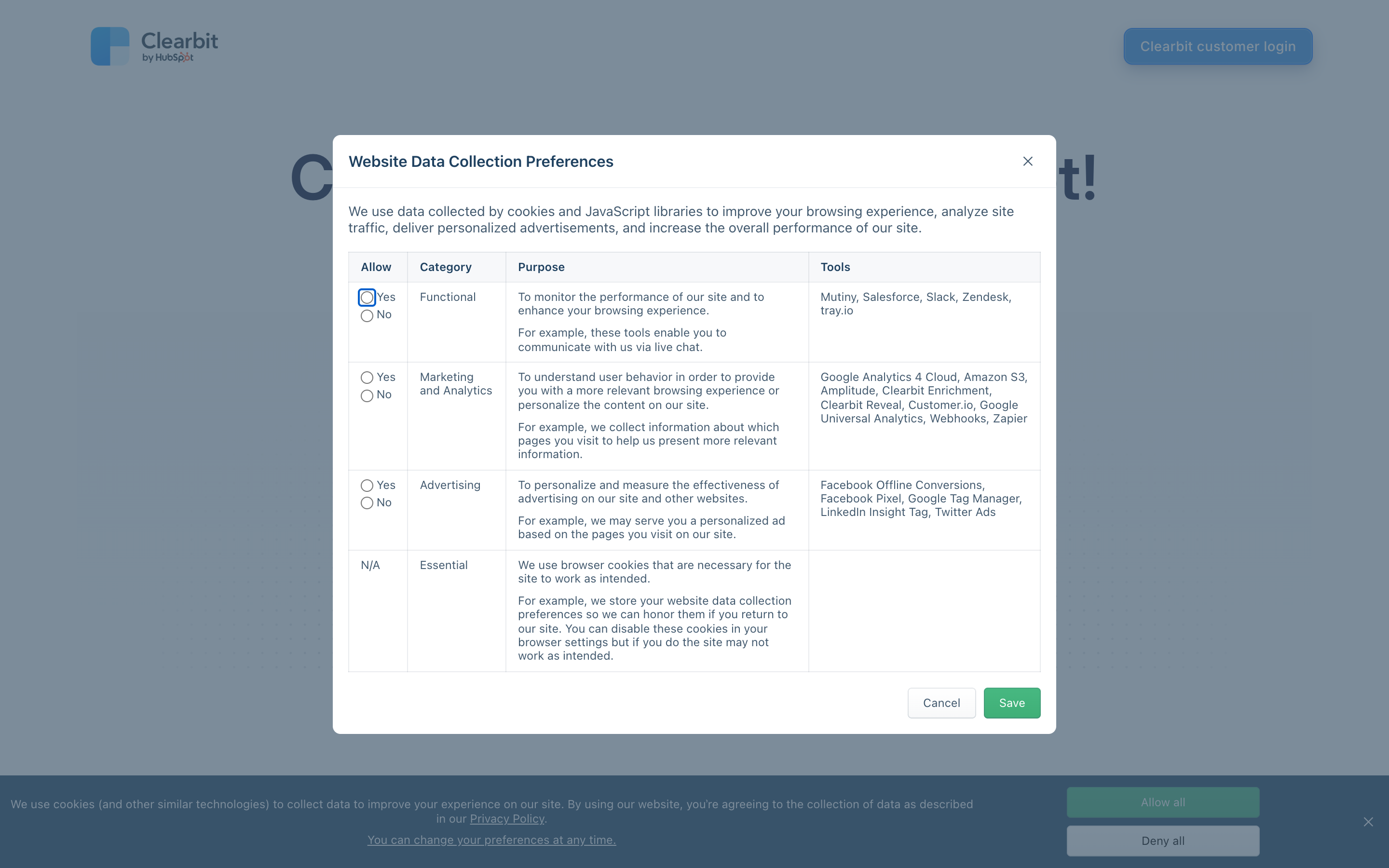 Clearbit website screenshot