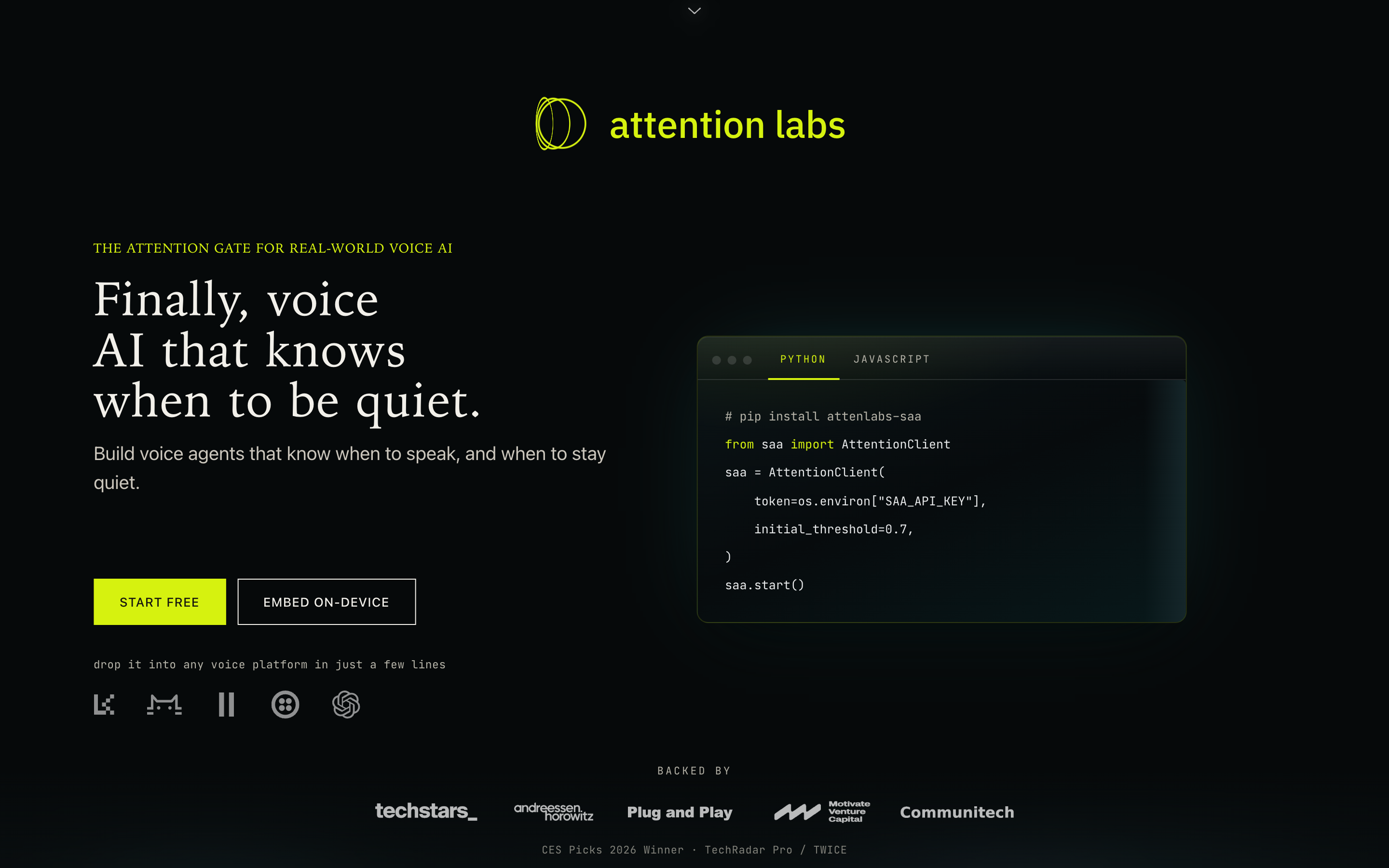 Between website screenshot