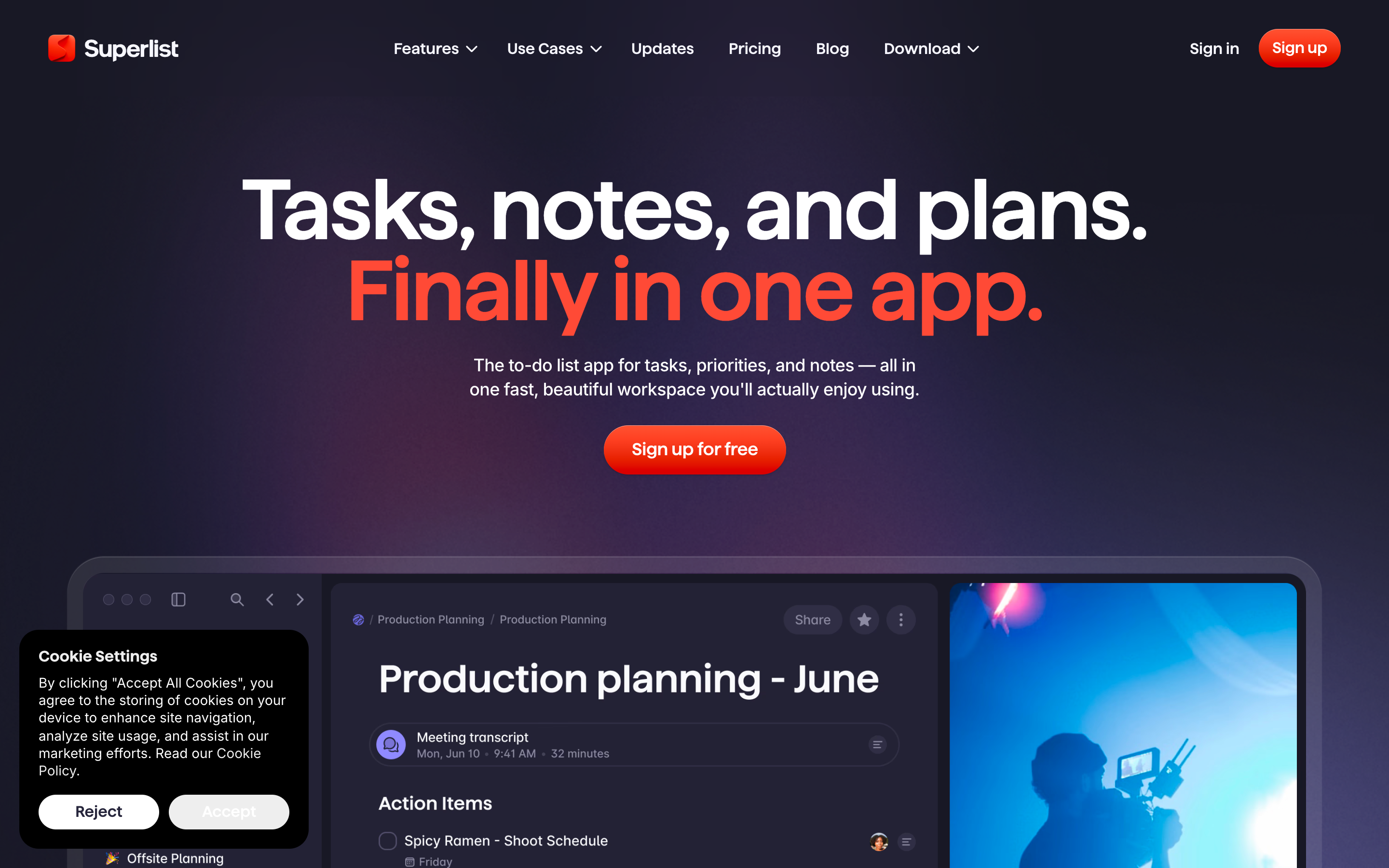 Superlist website screenshot