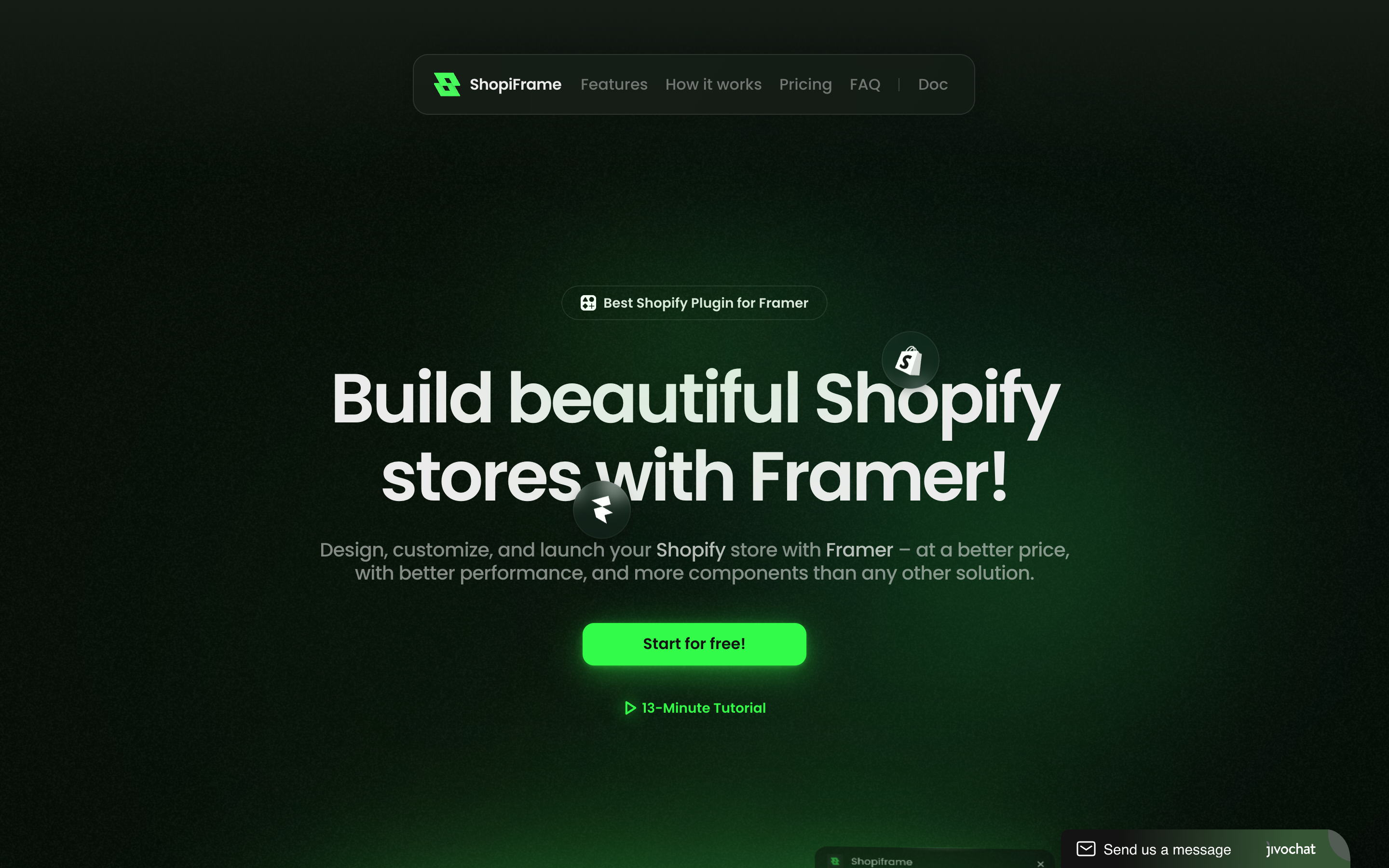 Shopiframe website screenshot
