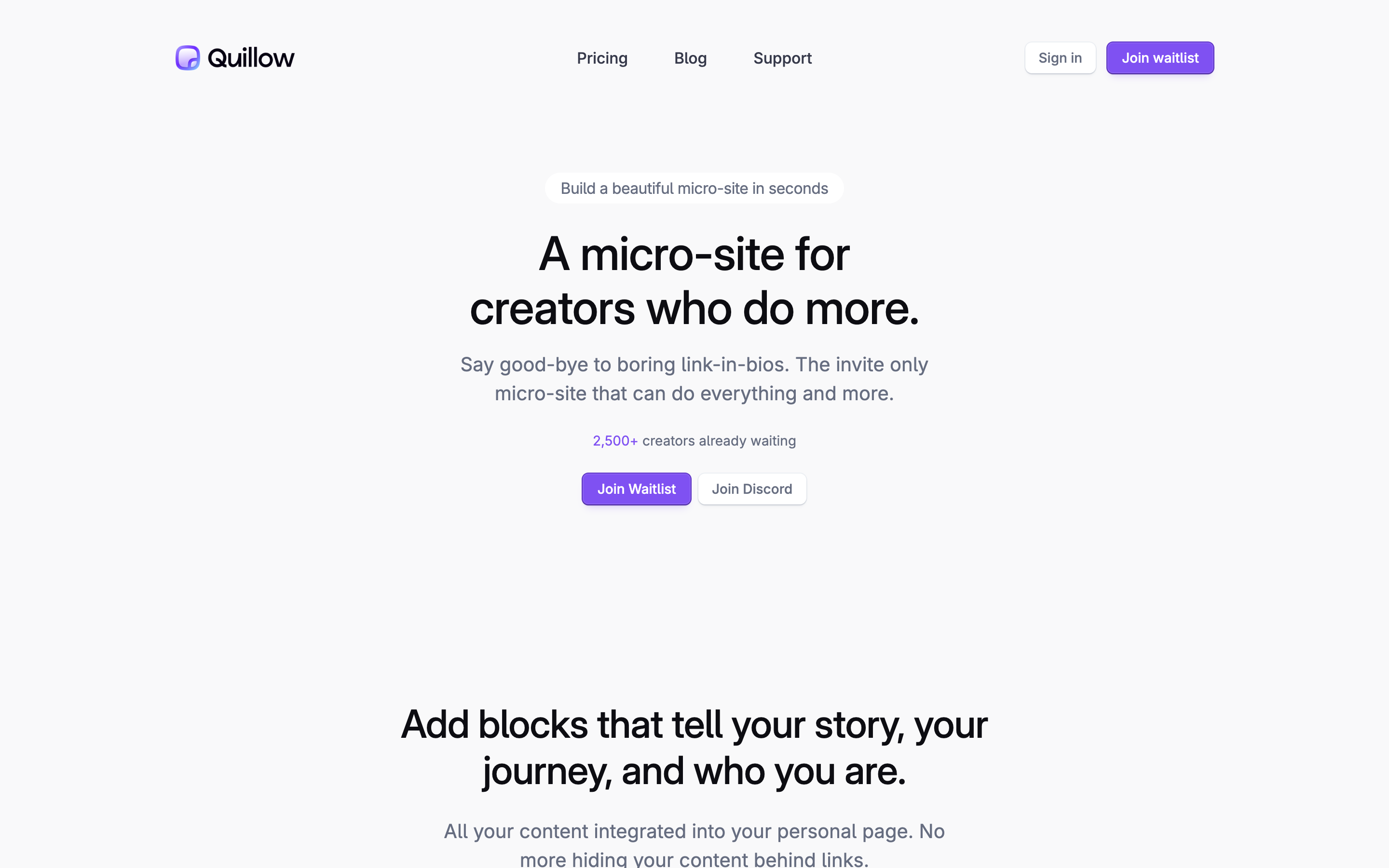Quillow website screenshot