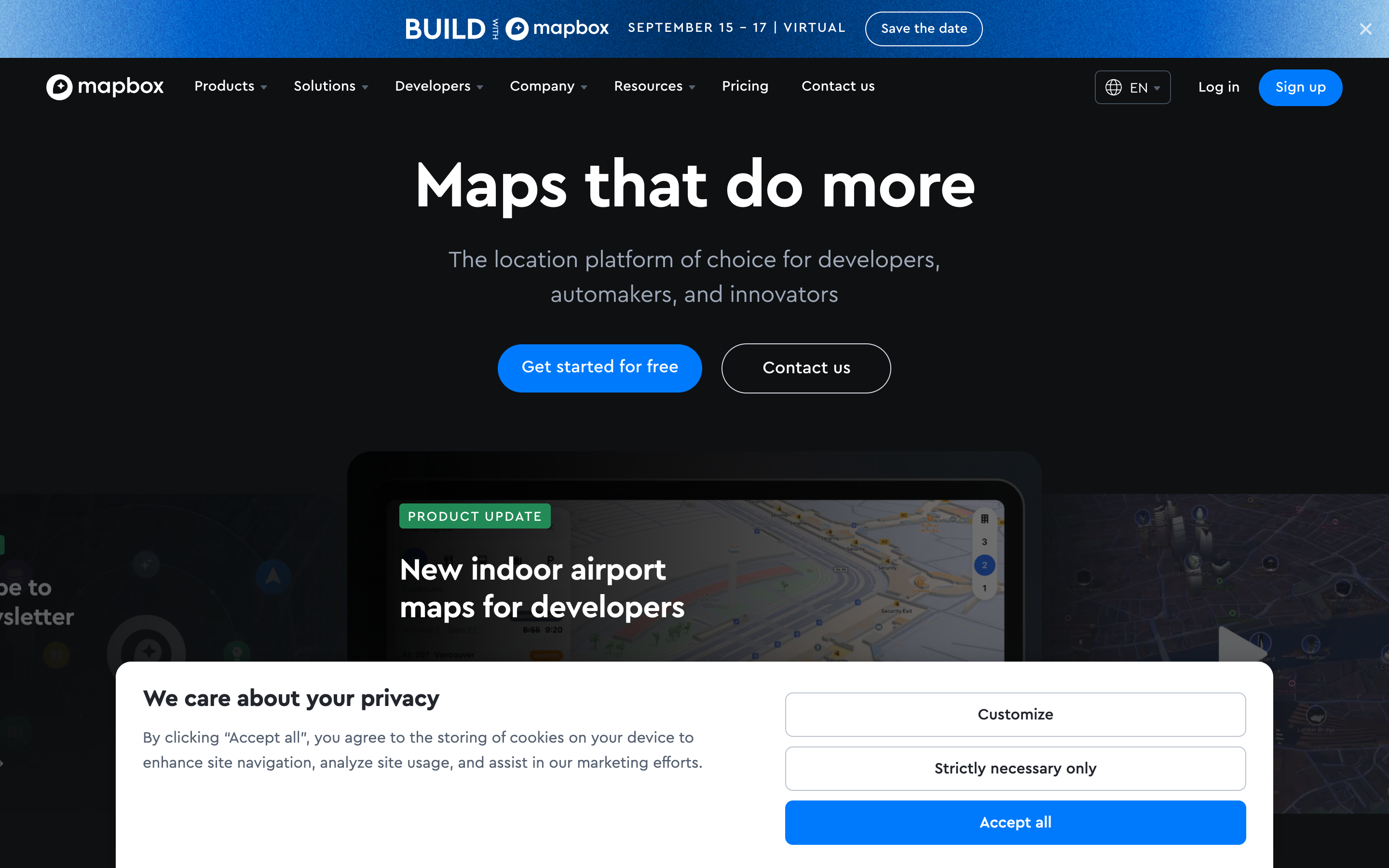 Mapbox website screenshot