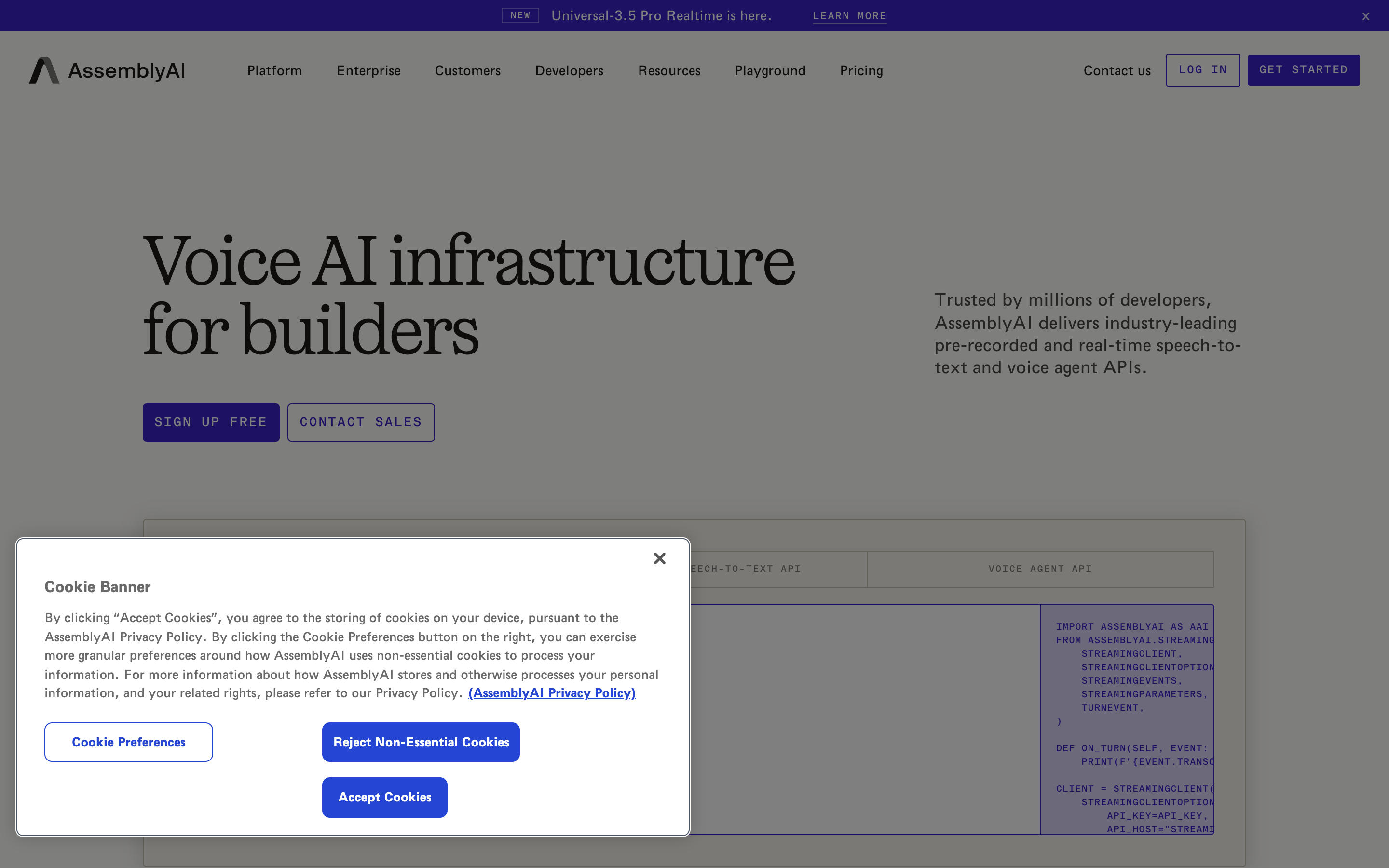Assemblyai website screenshot