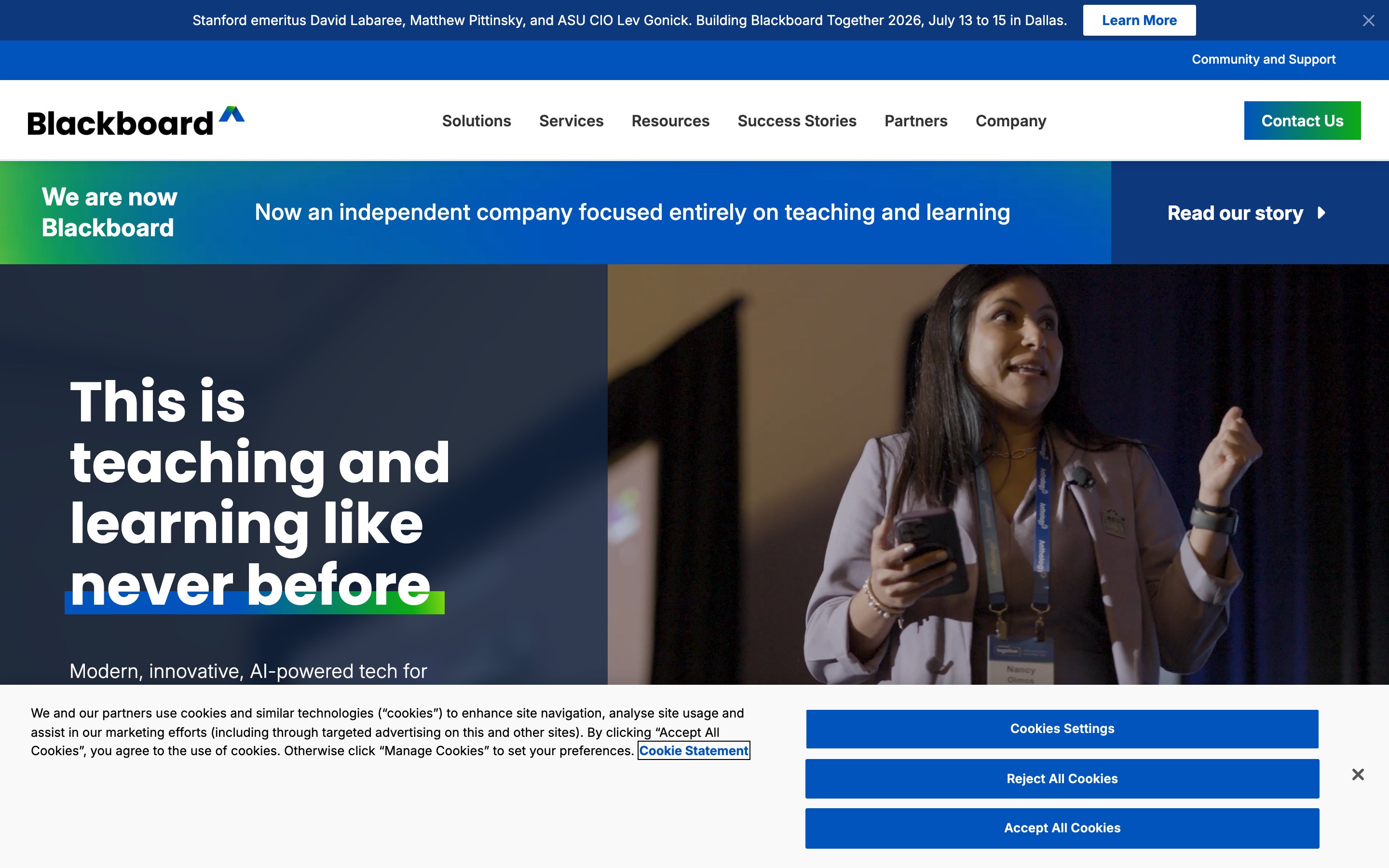 Blackboard website screenshot