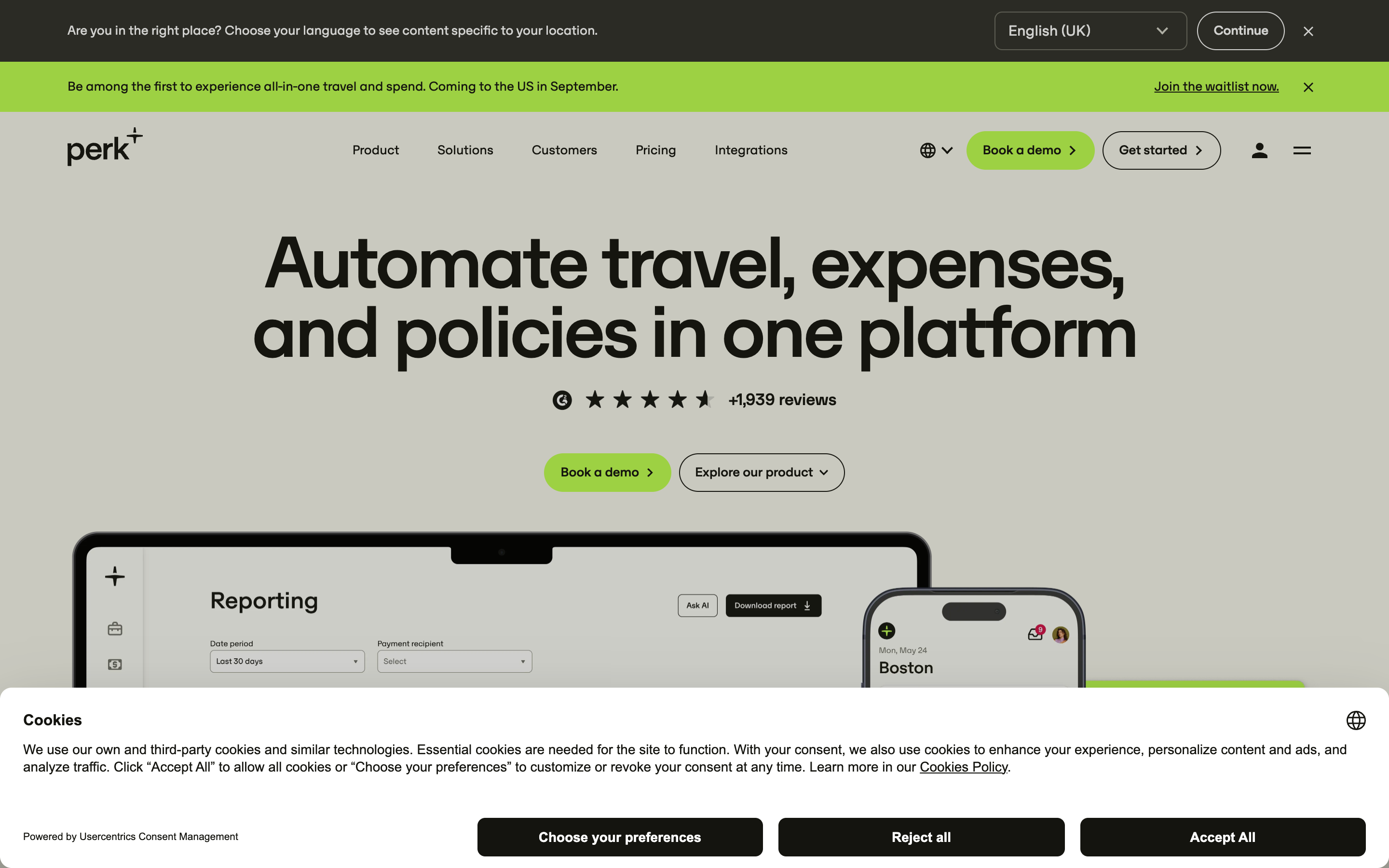 Travelperk website screenshot