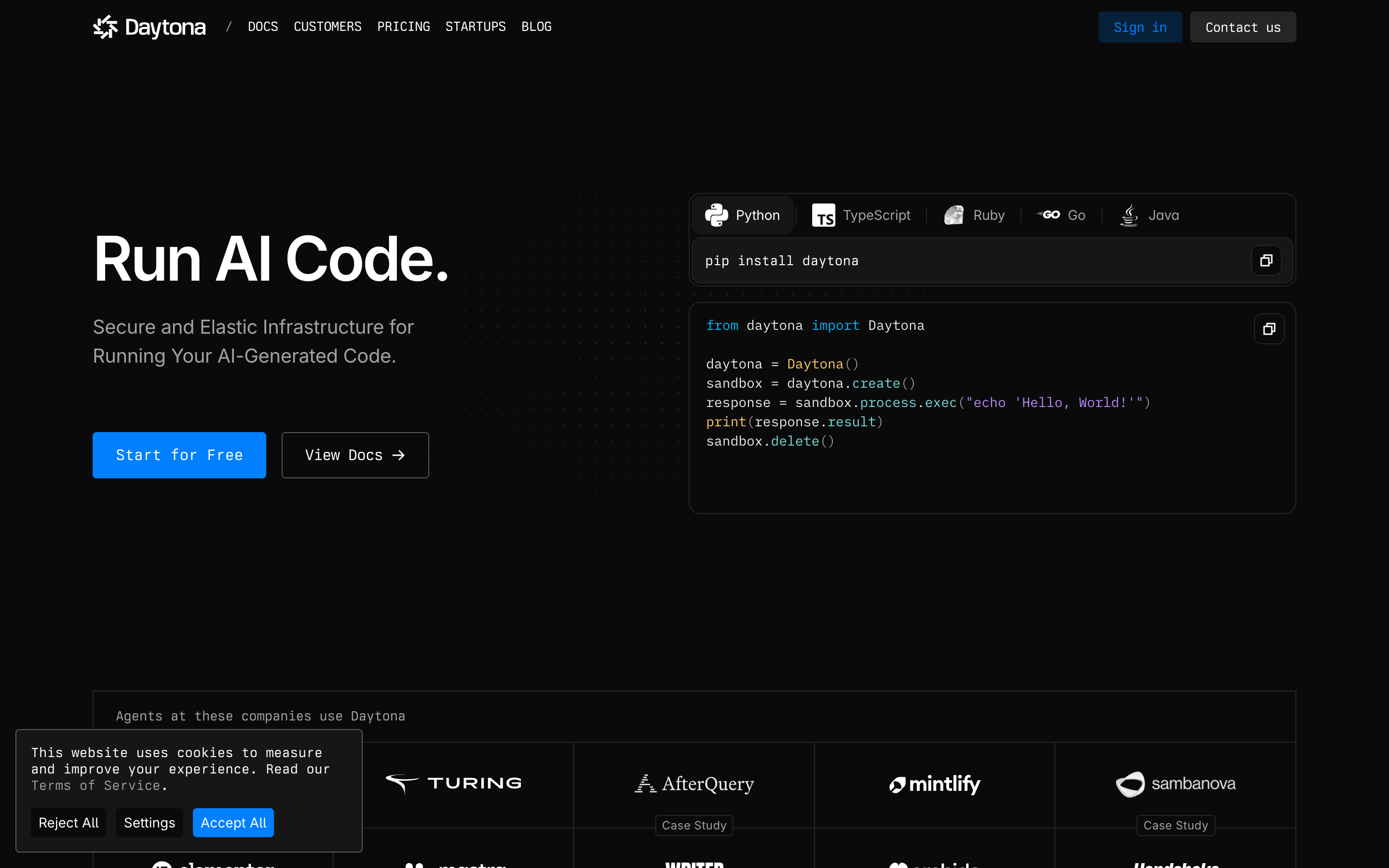 Daytona website screenshot