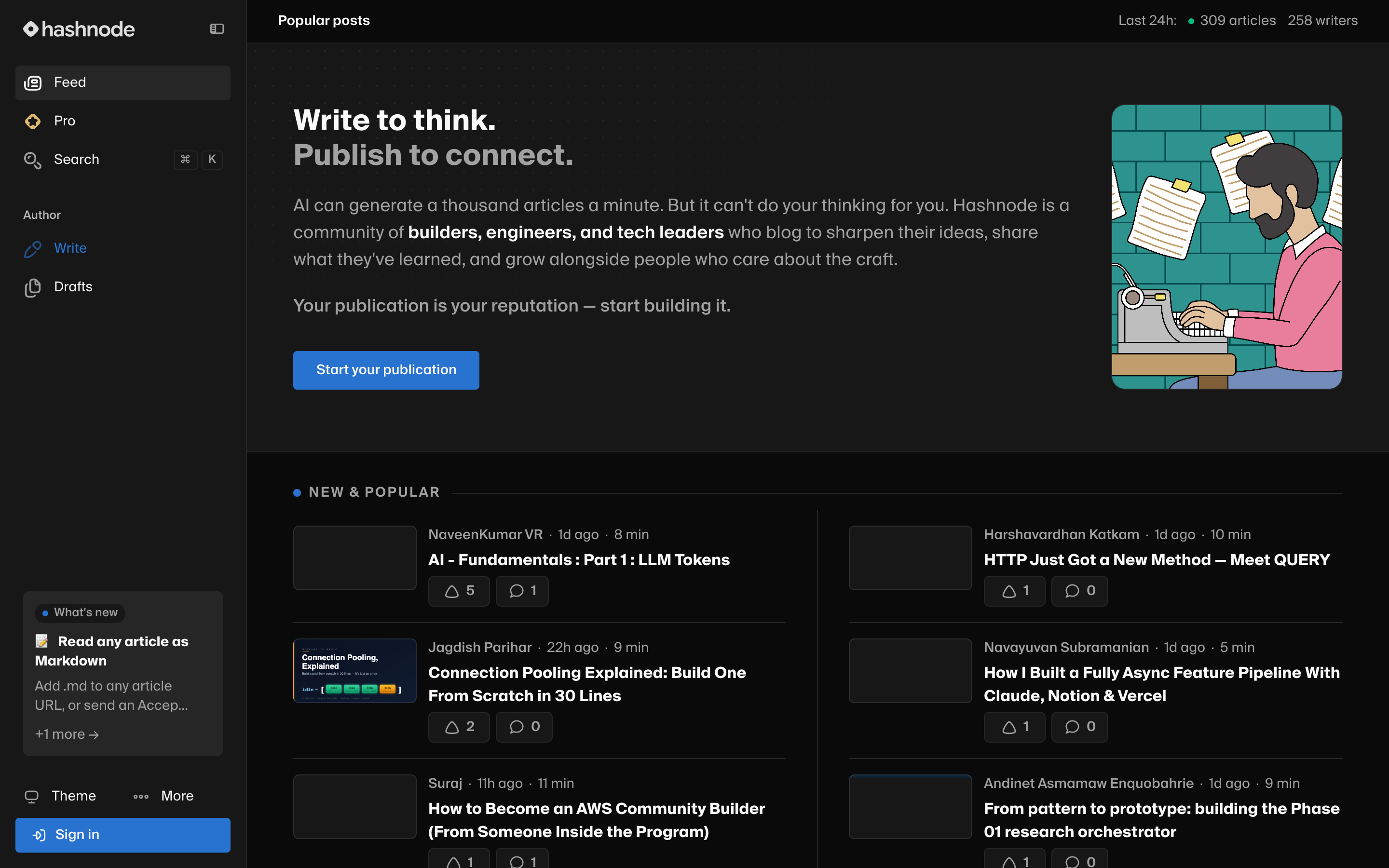 Hashnode website screenshot