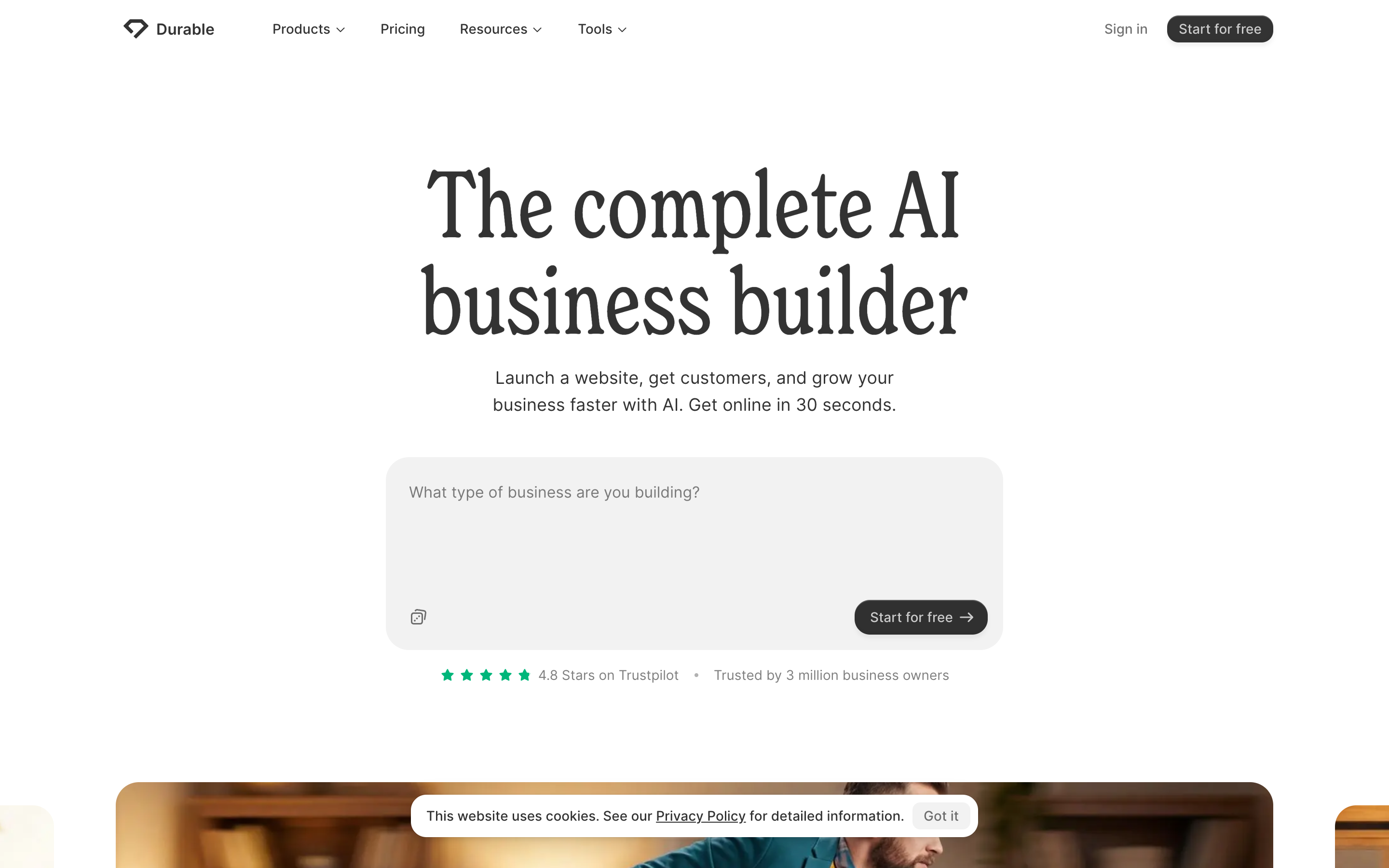 Durable (CO) website screenshot