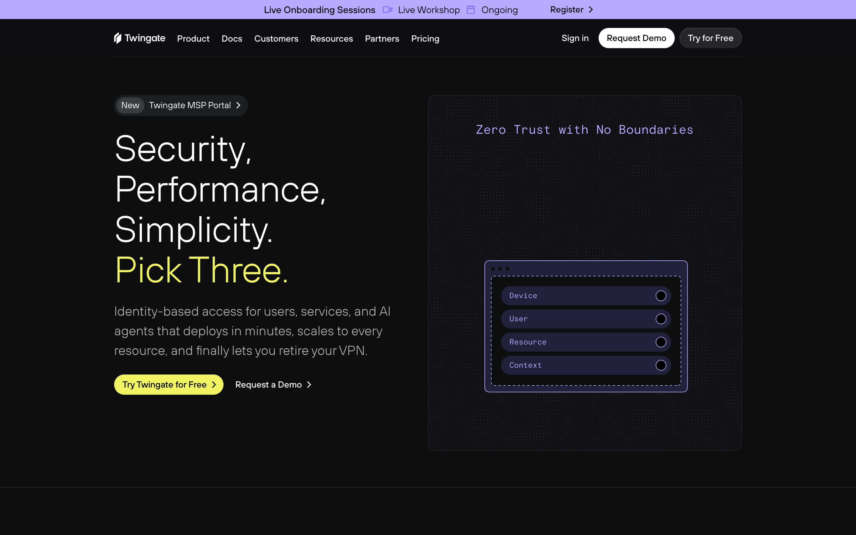 Twingate website screenshot