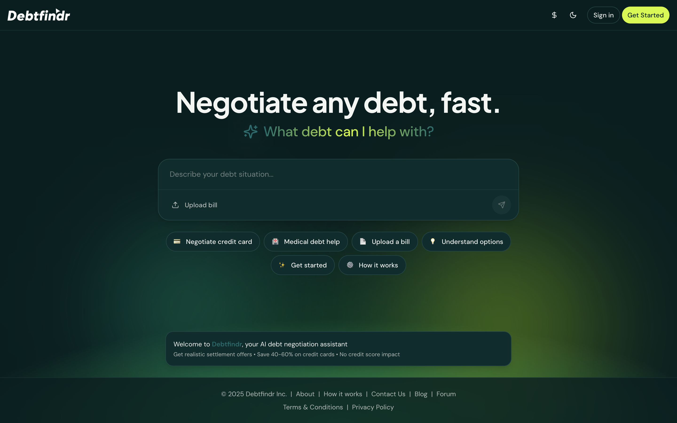 Debtfindr desktop screenshot