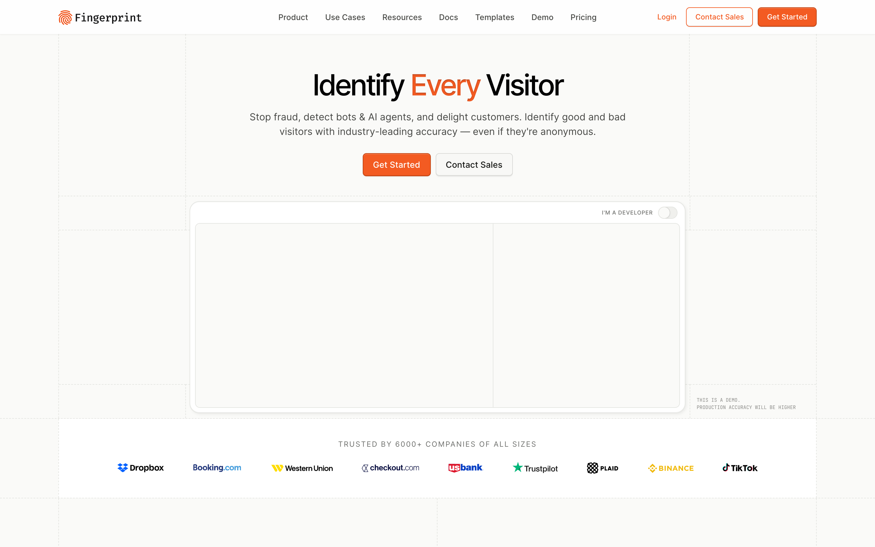 Fingerprint website screenshot