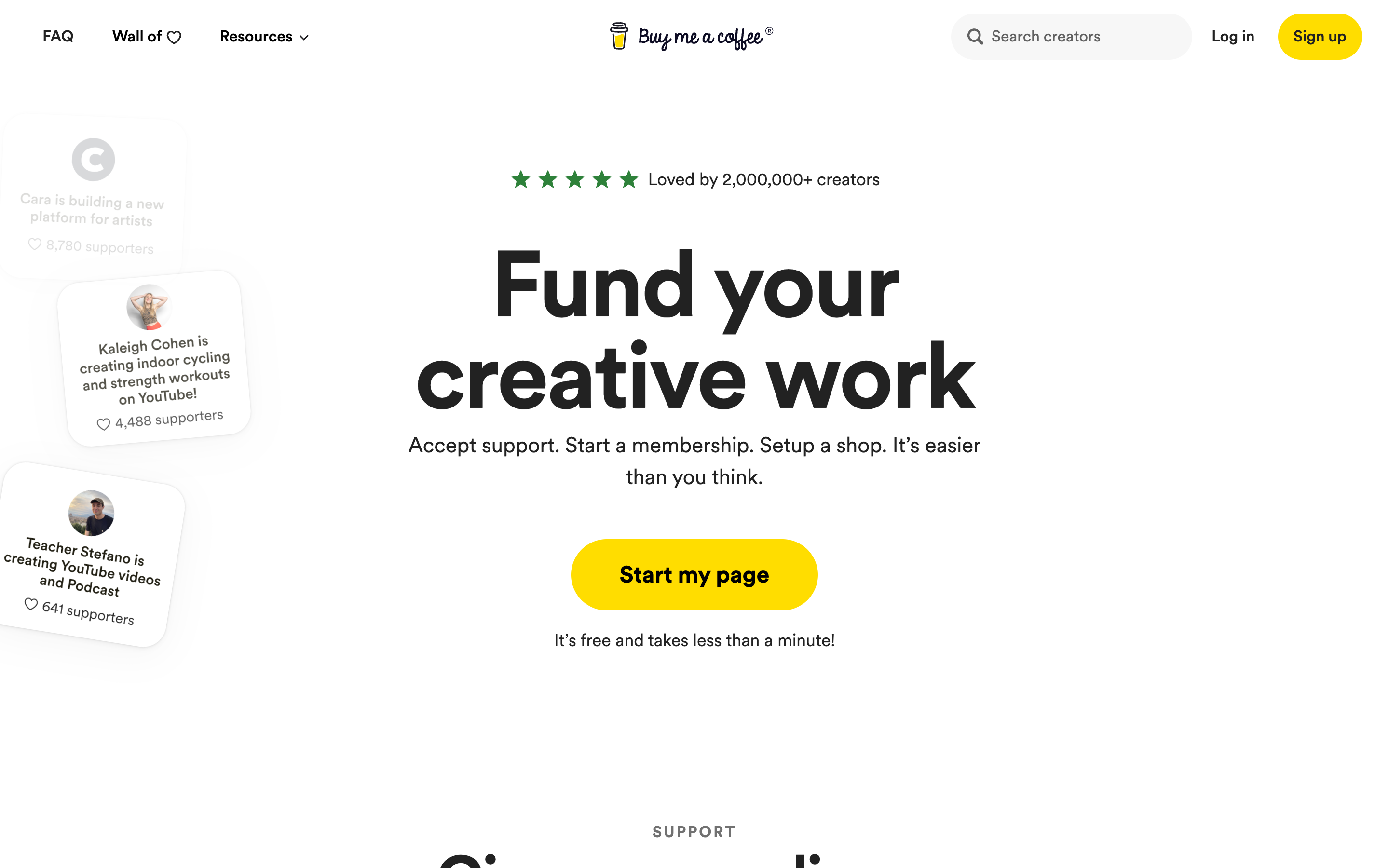 Buymeacoffee website screenshot