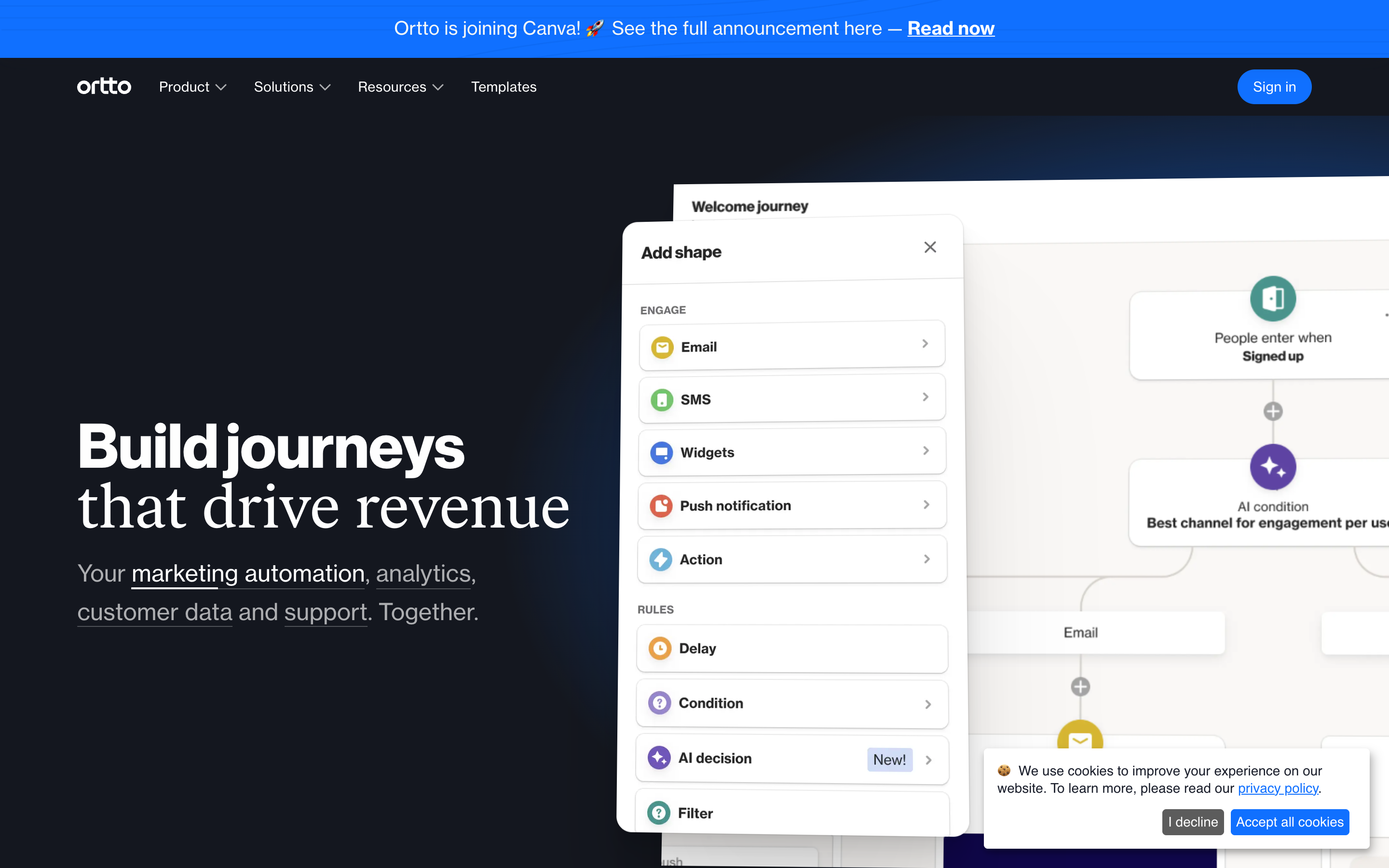 Ortto website screenshot