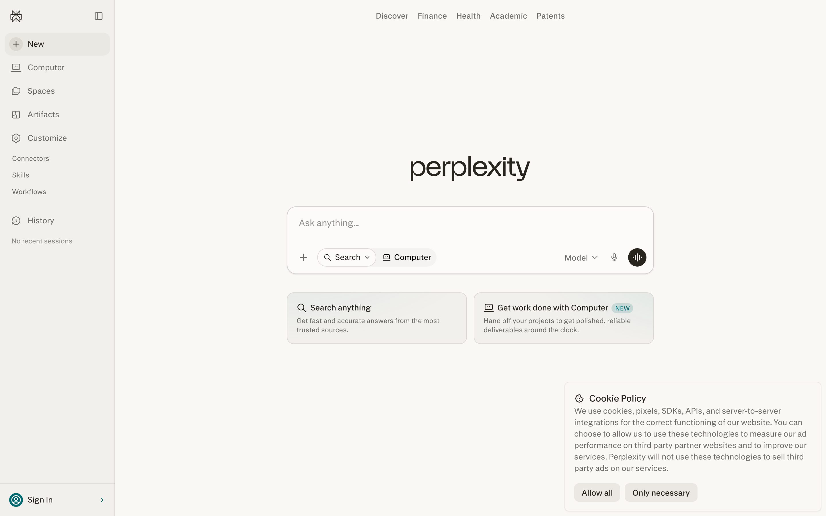 Perplexity desktop screenshot