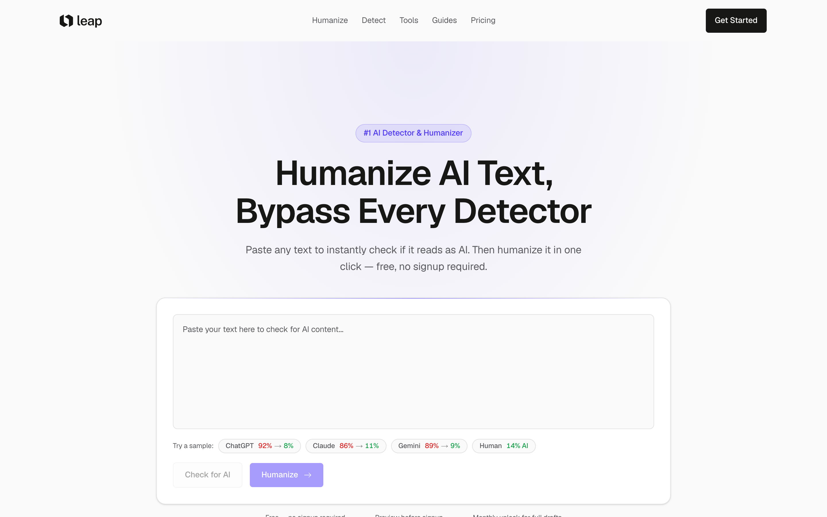 Tryleap website screenshot