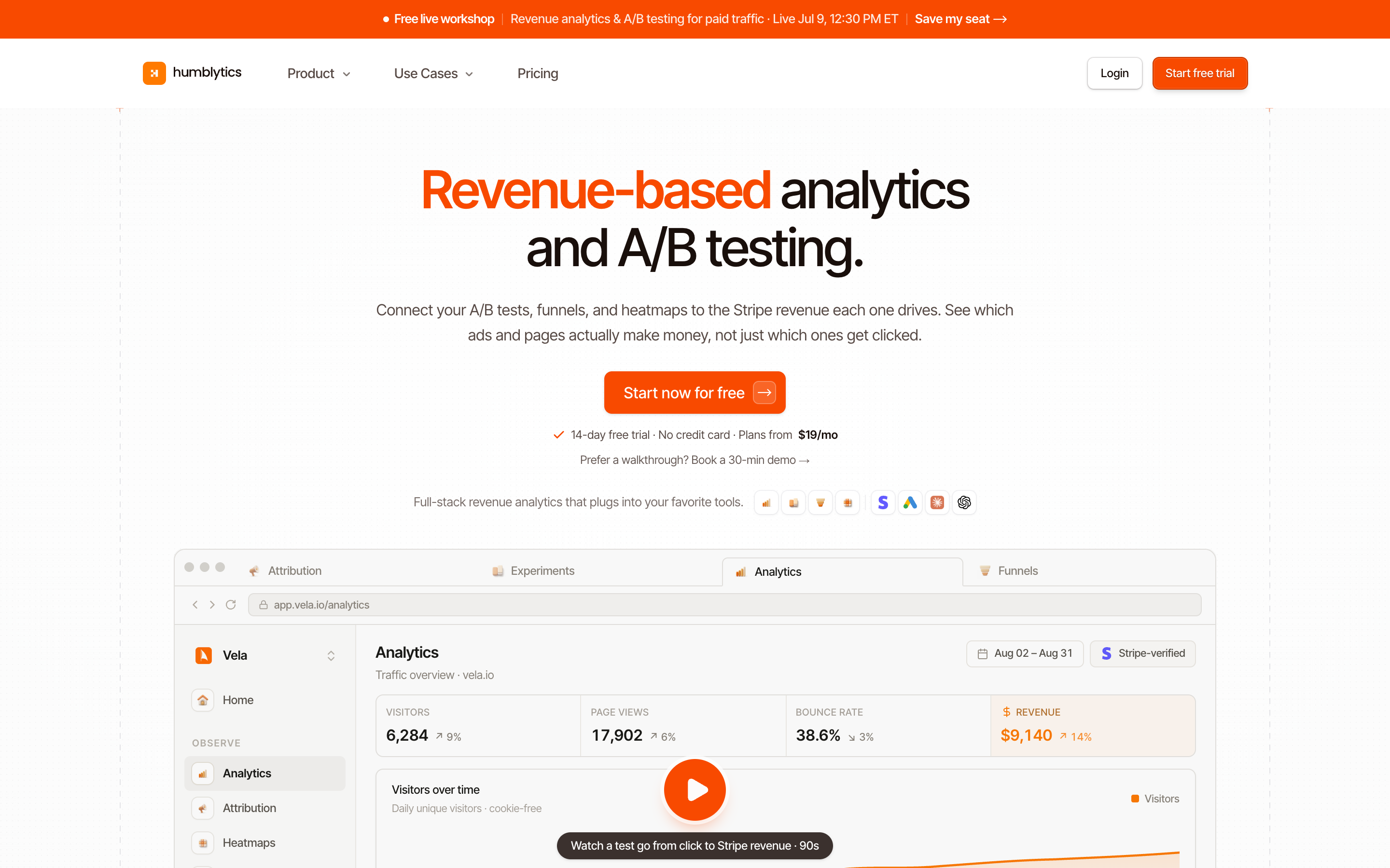 Humblytics website screenshot