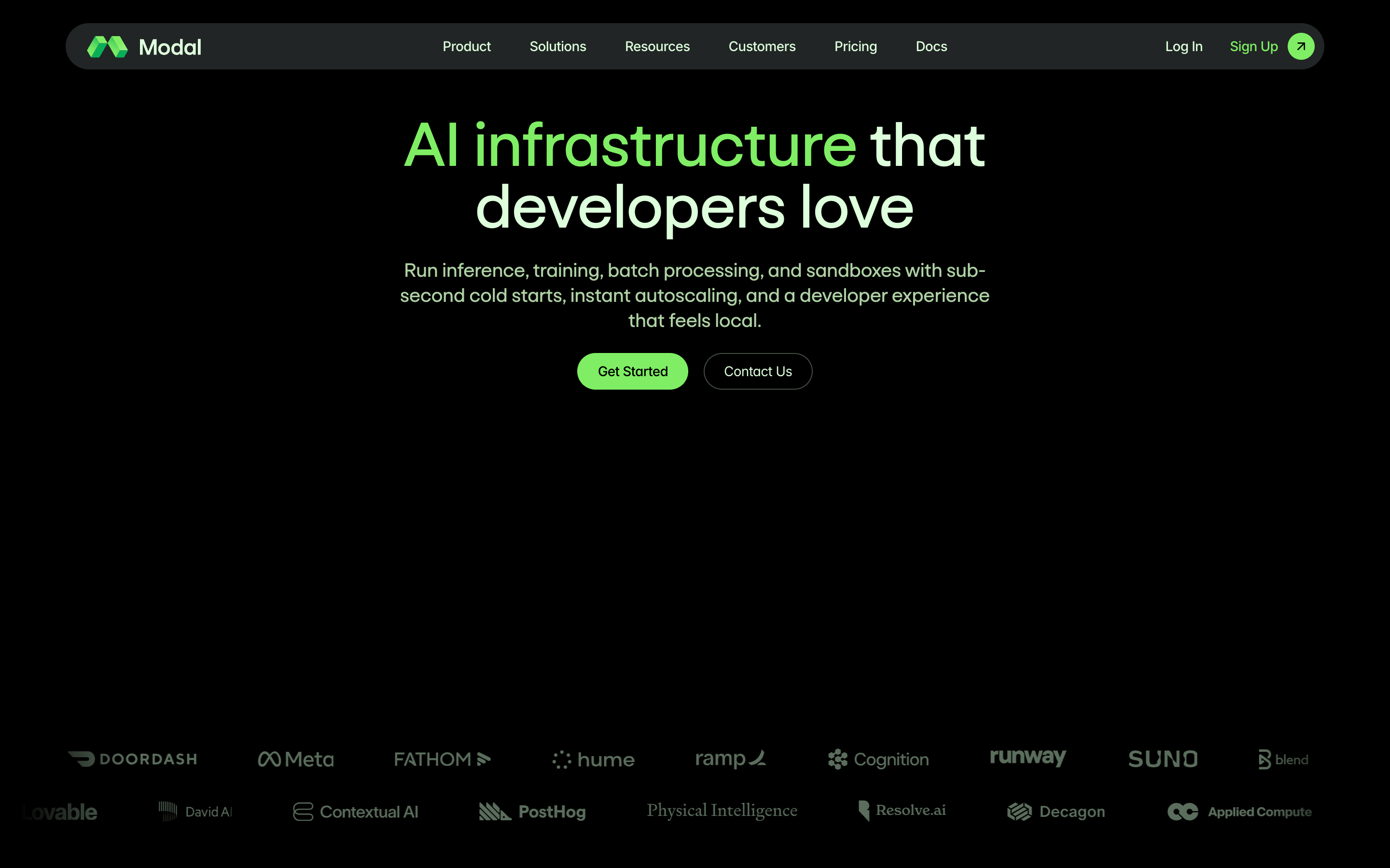 Modal website screenshot