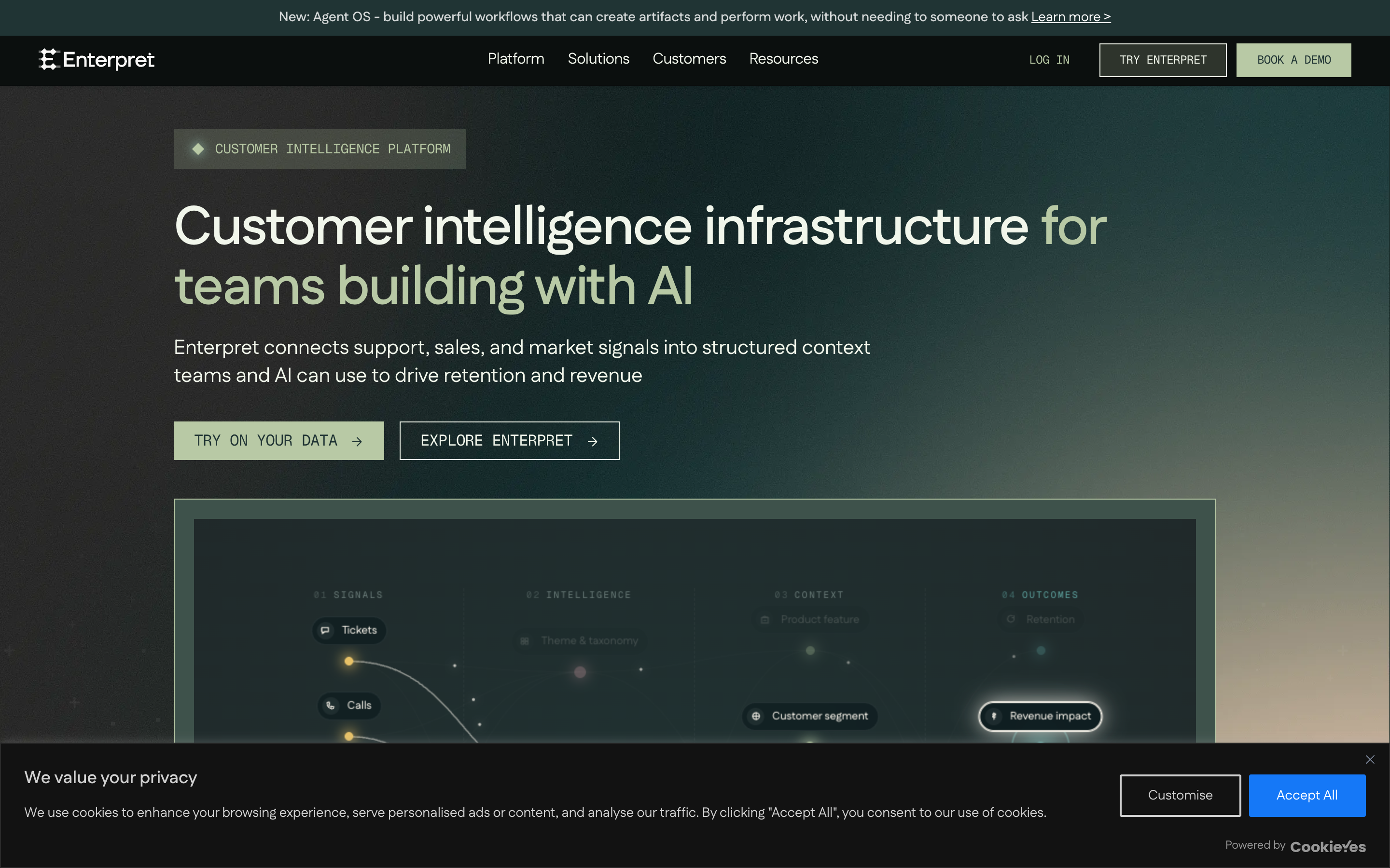 Enterpret website screenshot