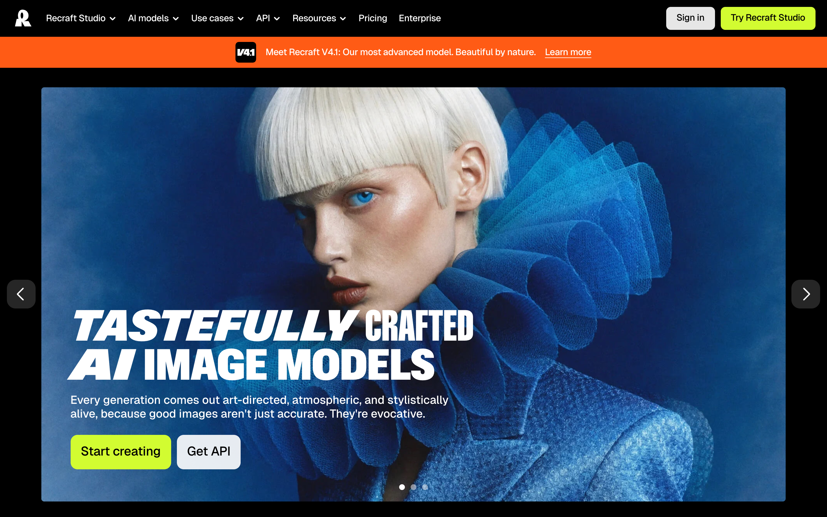 Recraft website screenshot