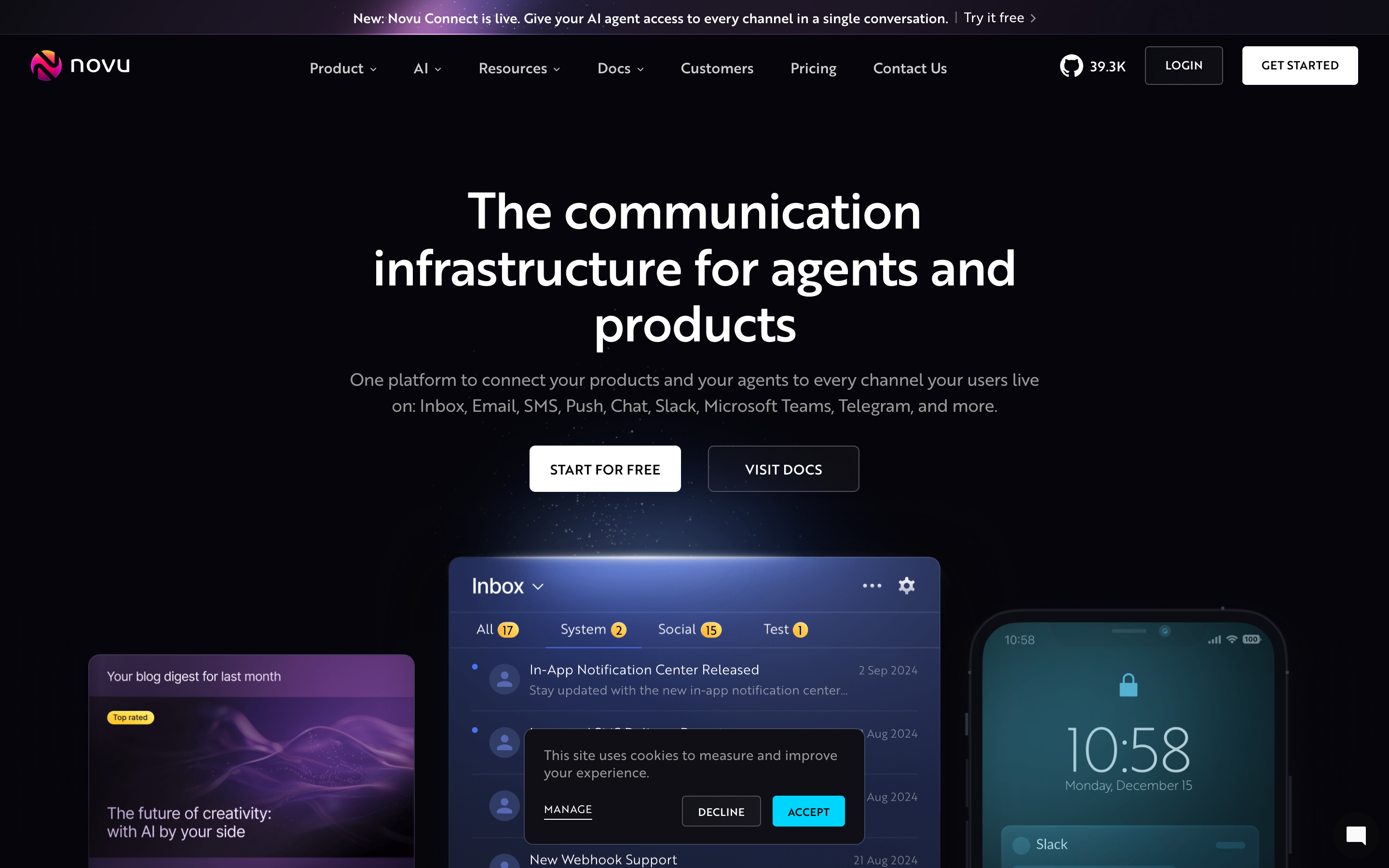 Novu website screenshot