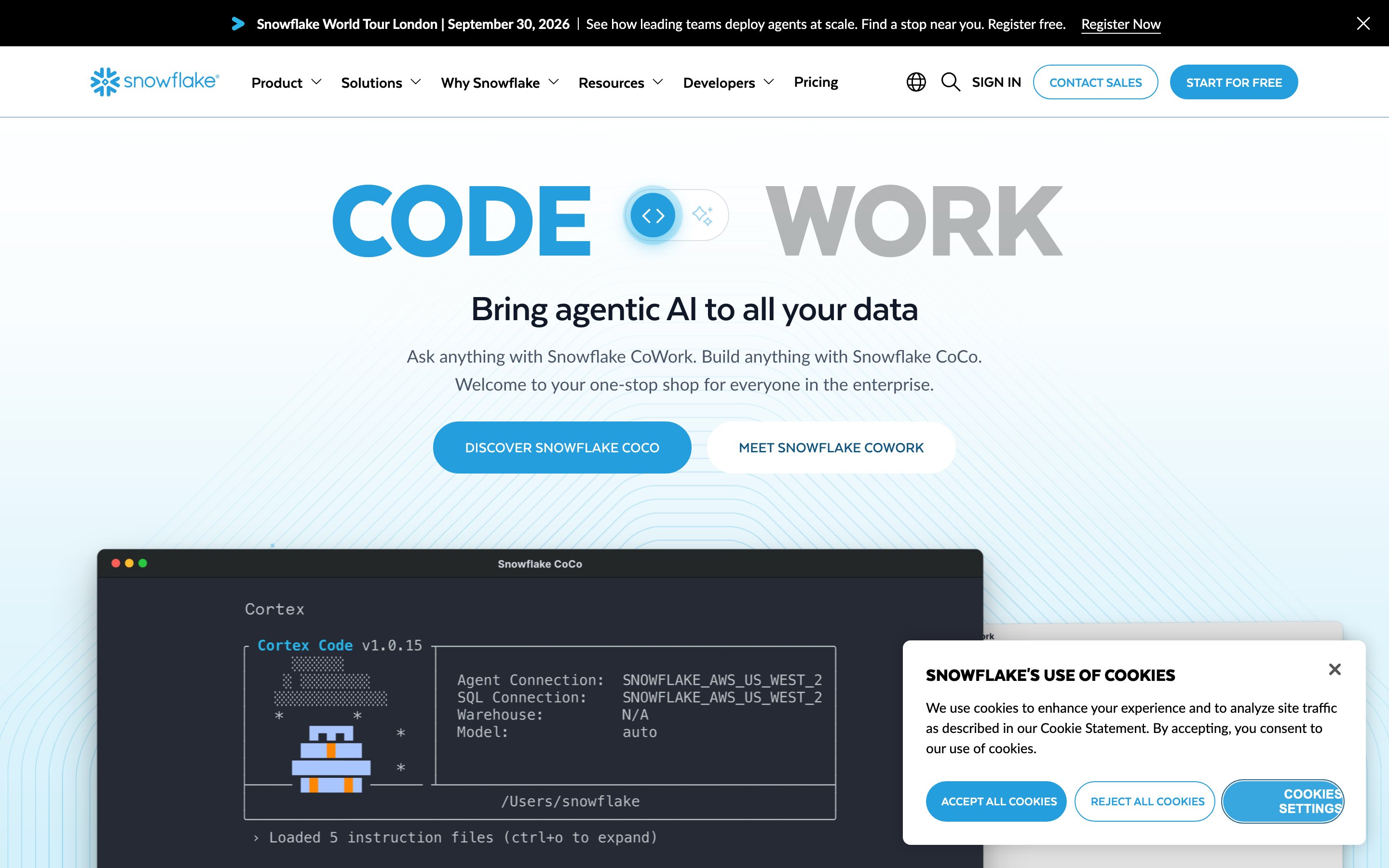 Snowflake website screenshot