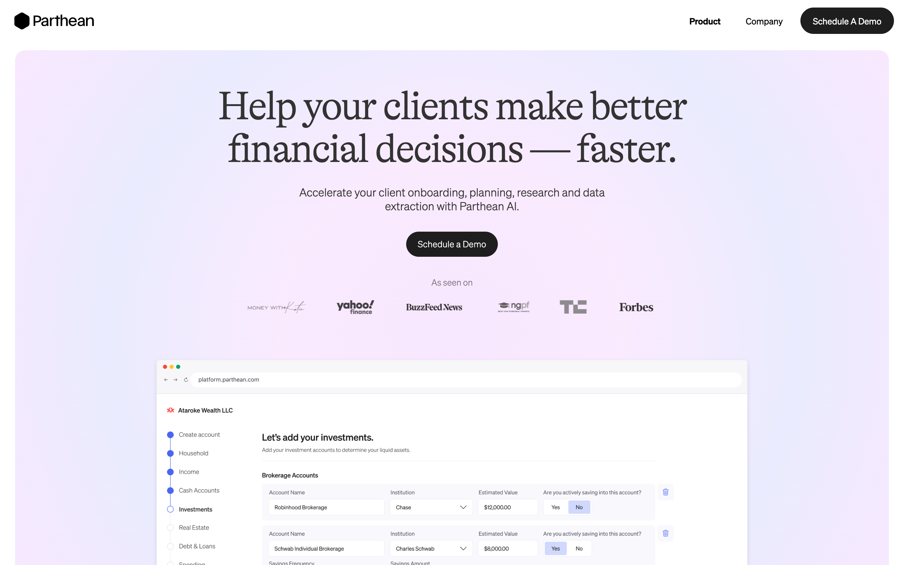 Parthean website screenshot
