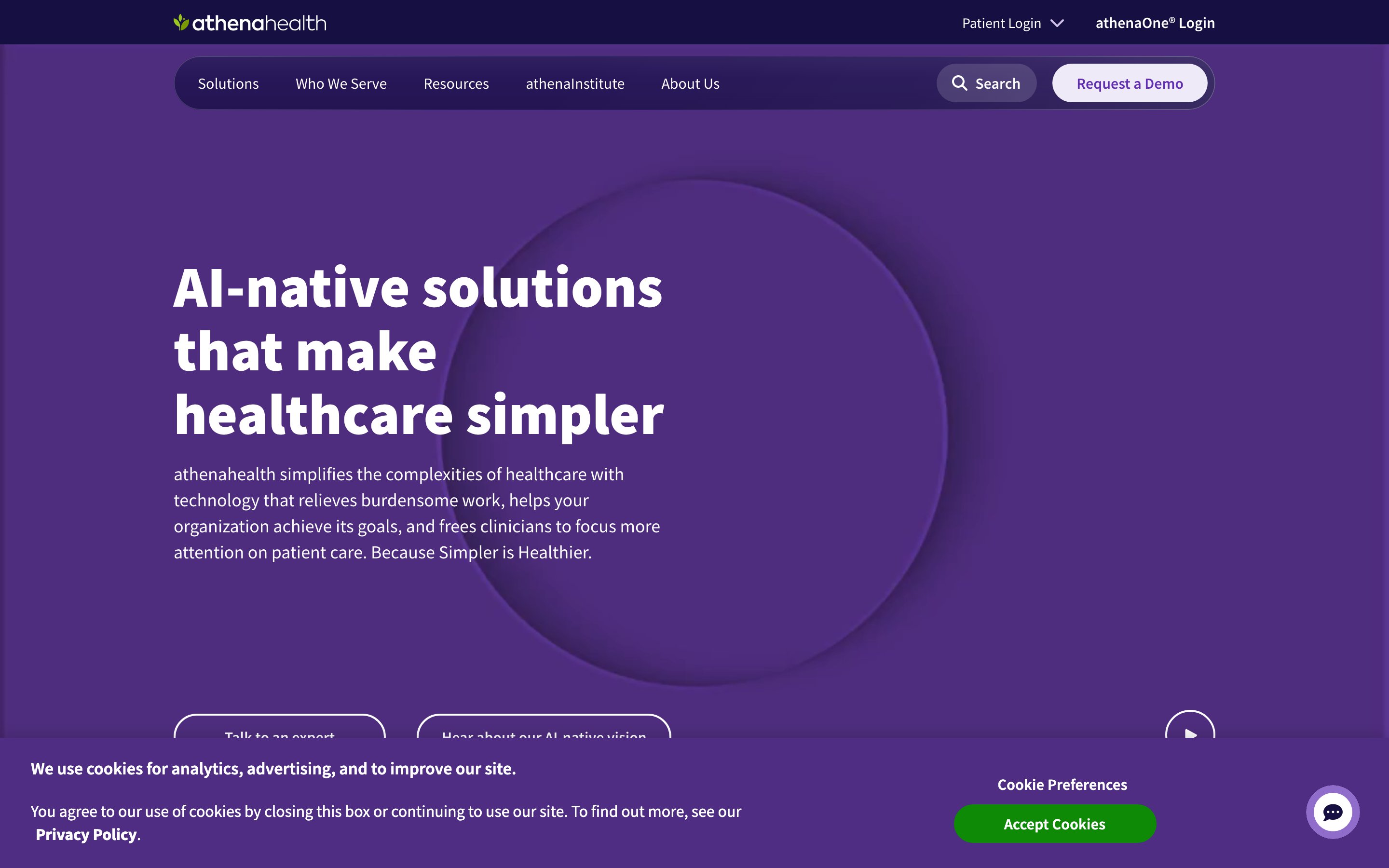 athenahealth website screenshot