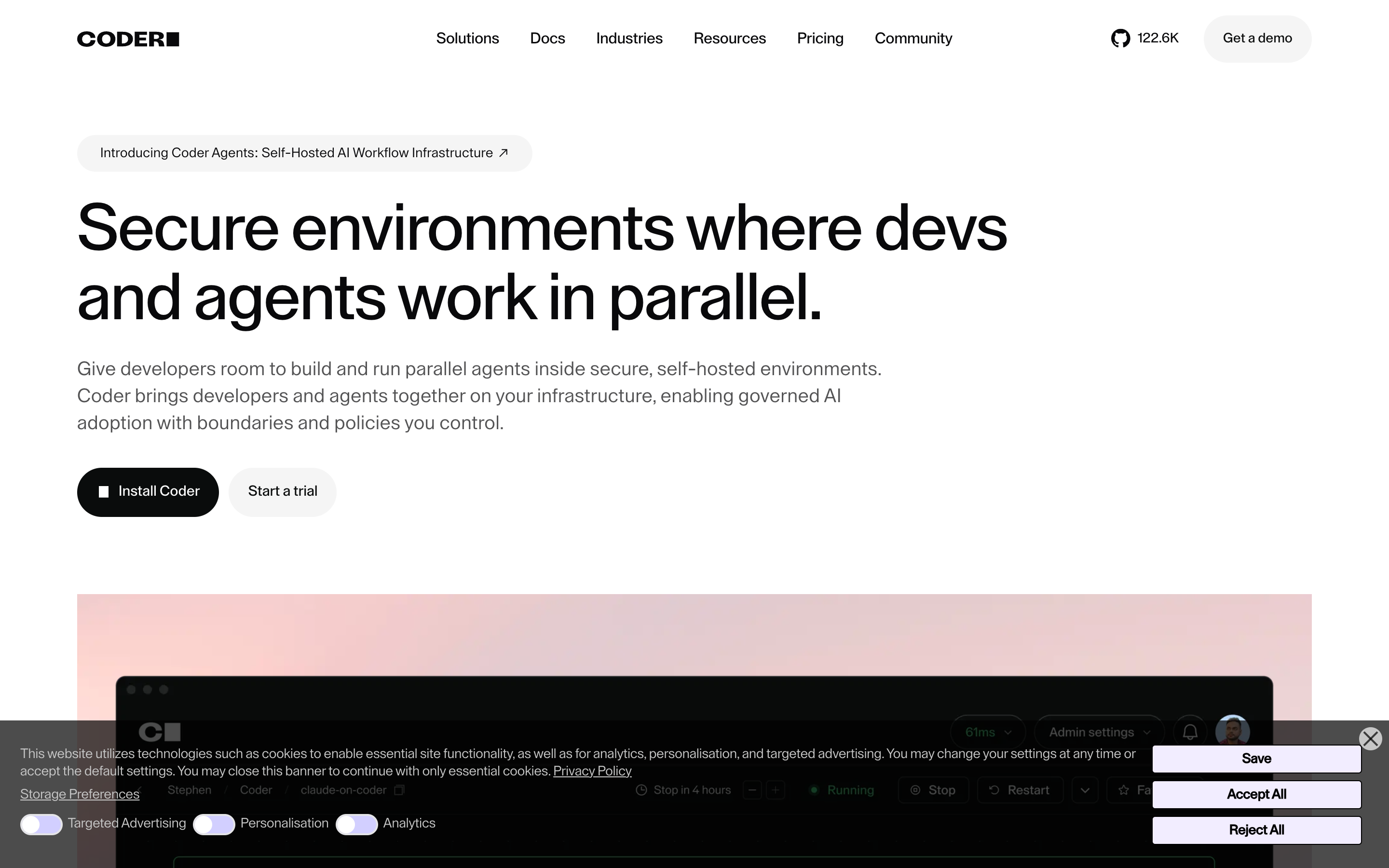 Coder website screenshot