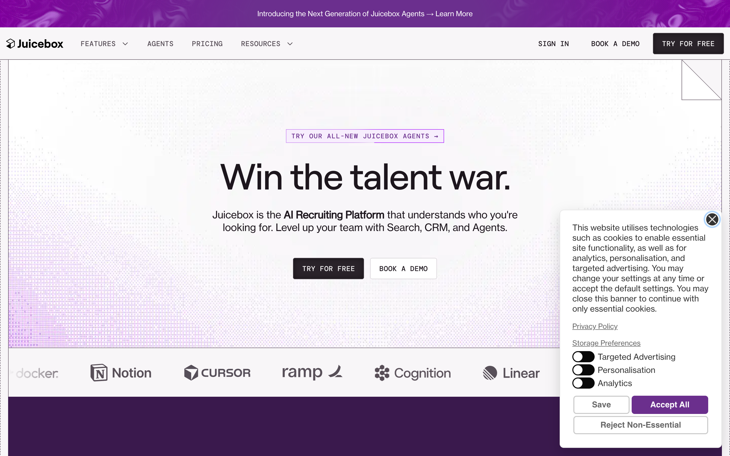 Juicebox website screenshot
