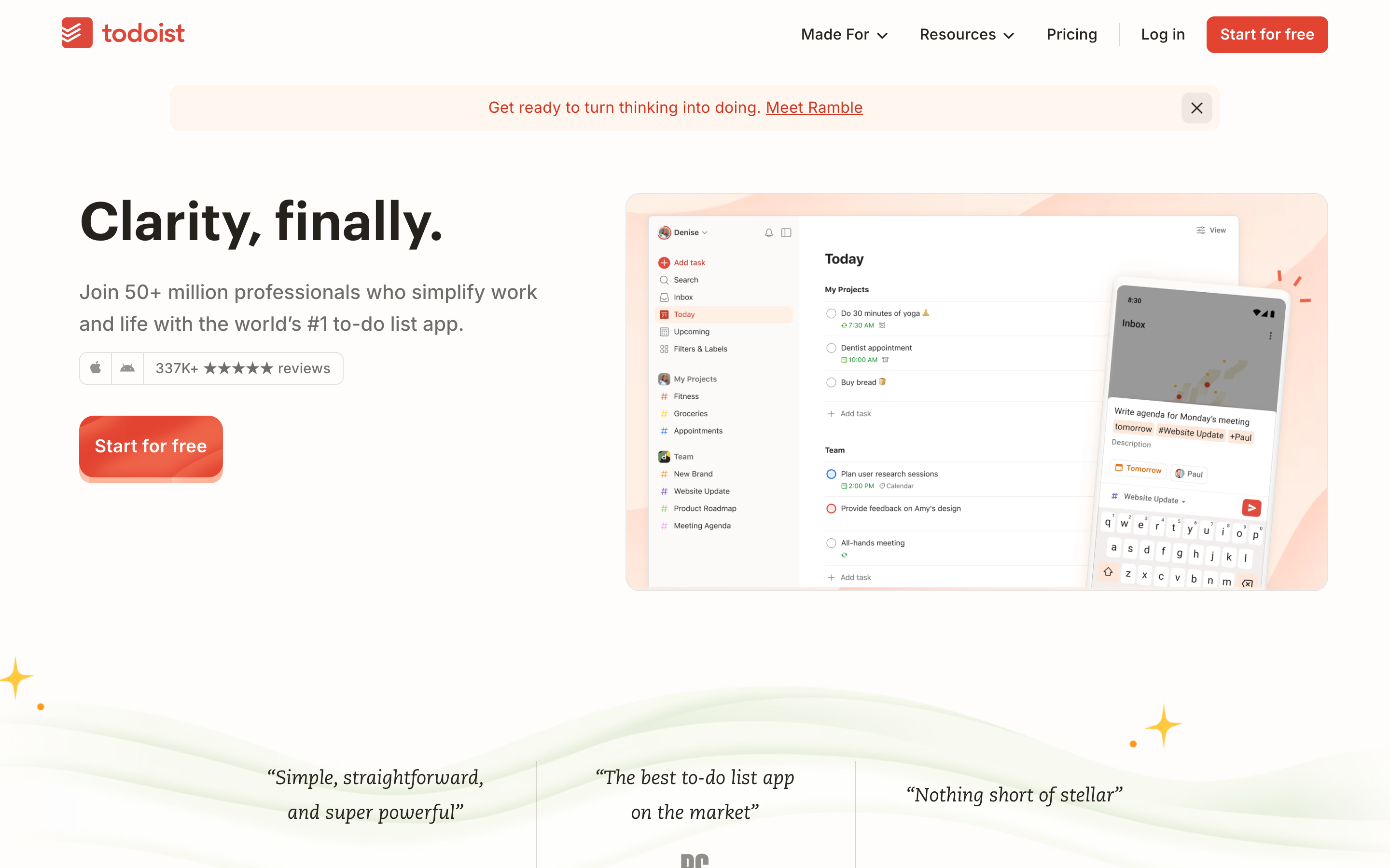 Todoist website screenshot