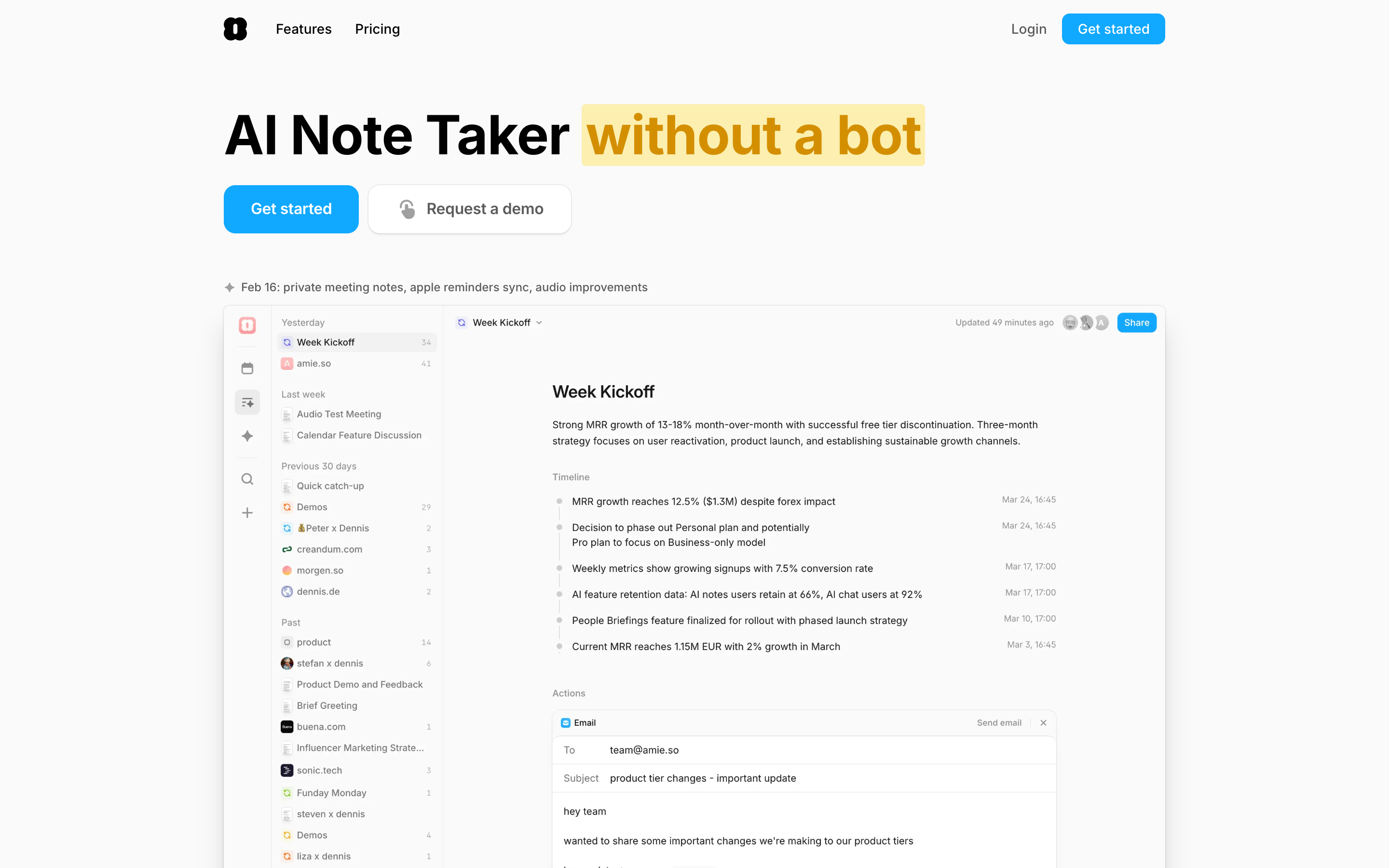 Amie website screenshot