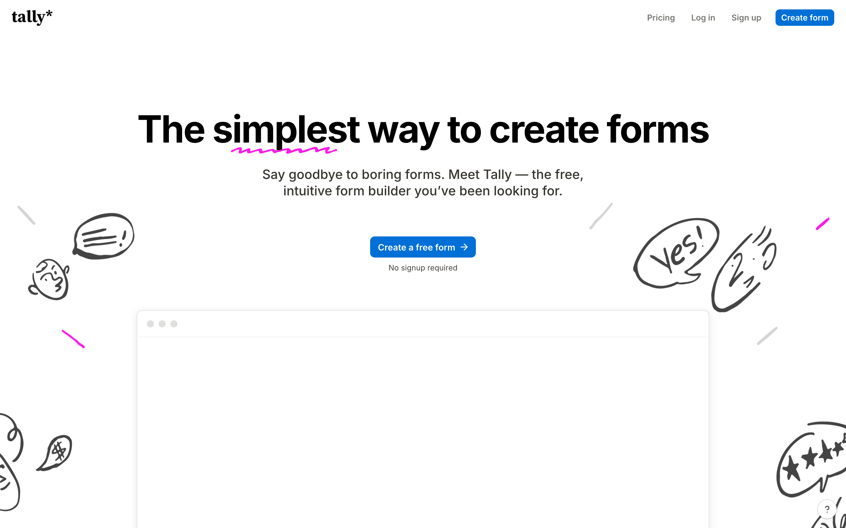 Tally website screenshot