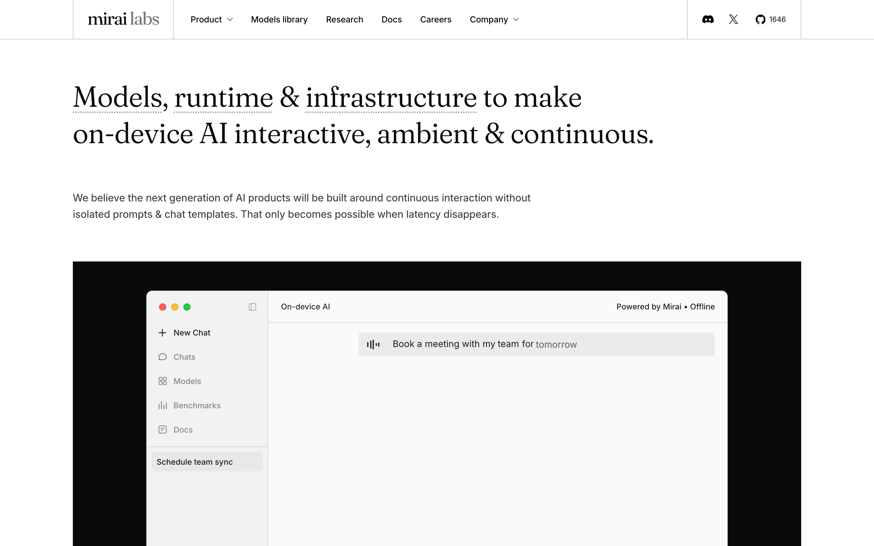 Mirai website screenshot