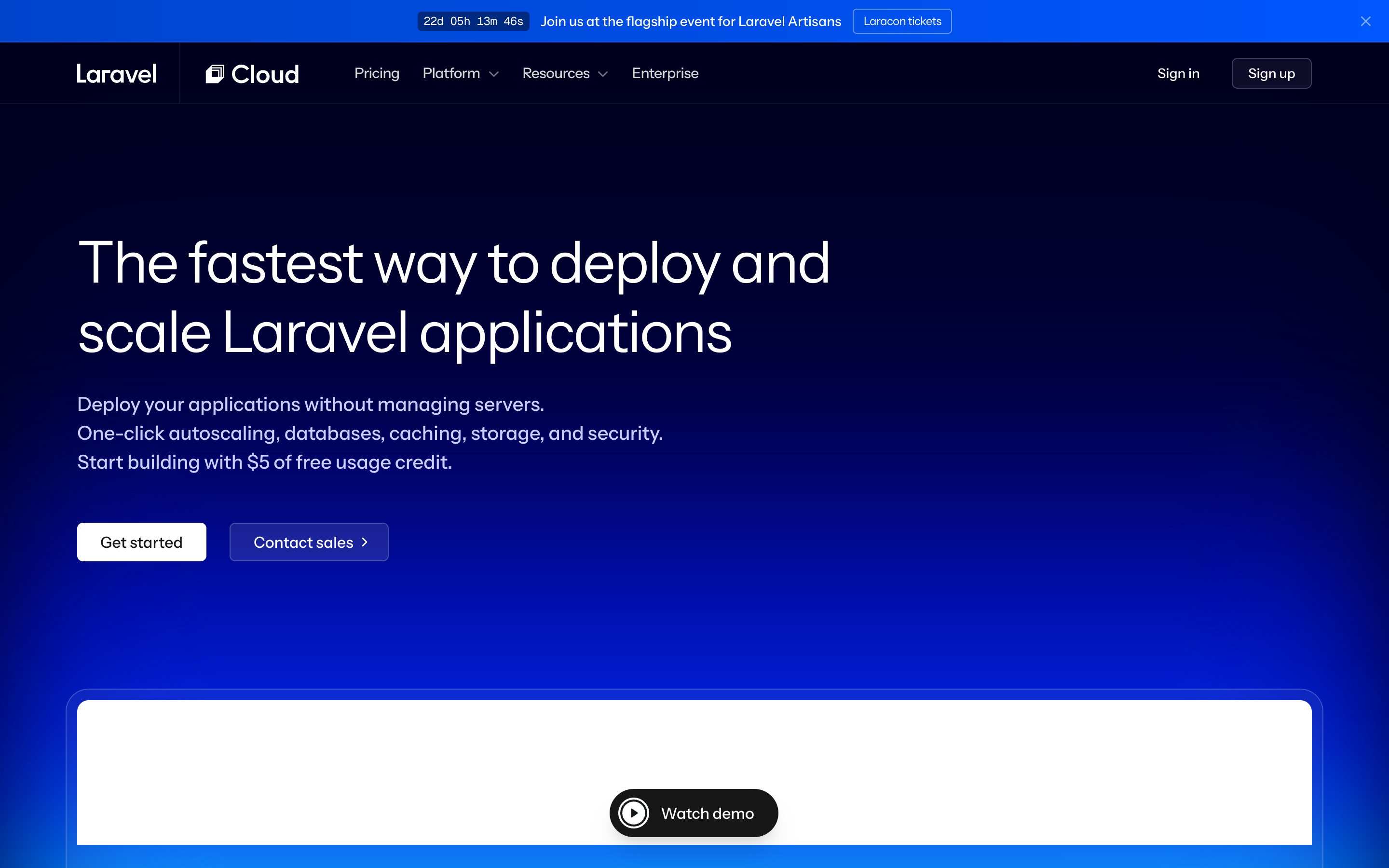 Laravel Cloud website screenshot
