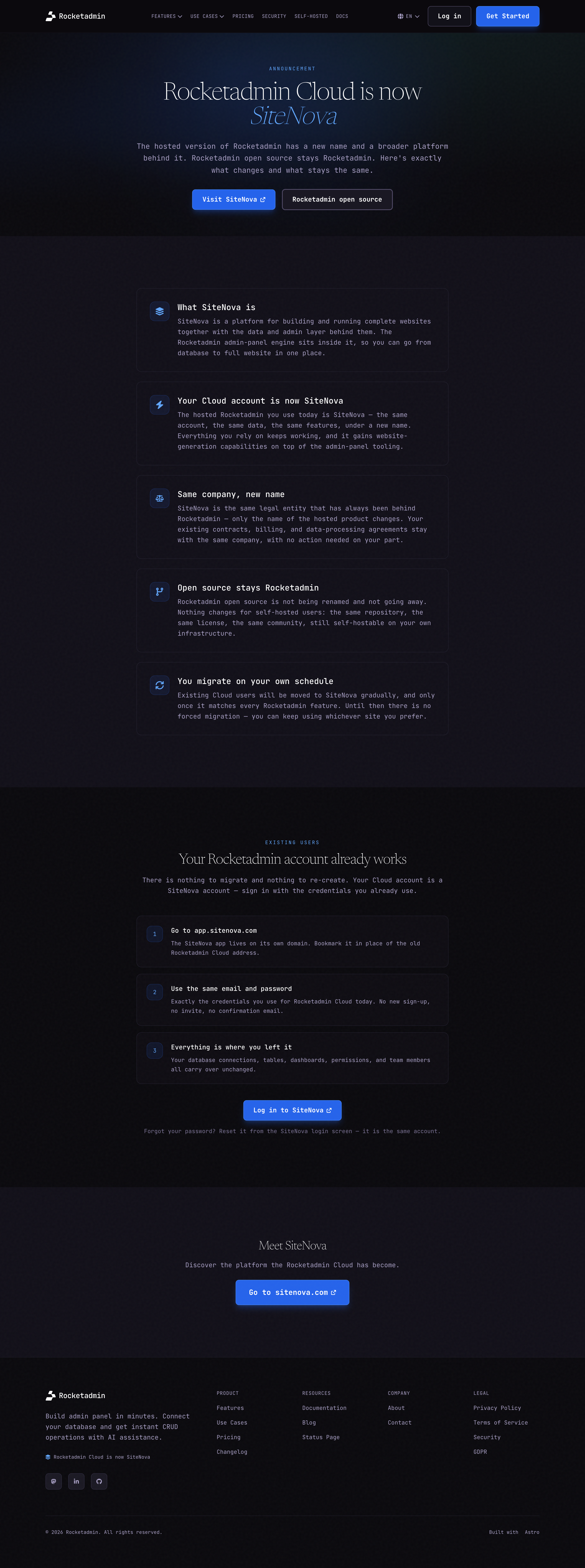 Rocketadmin desktop screenshot